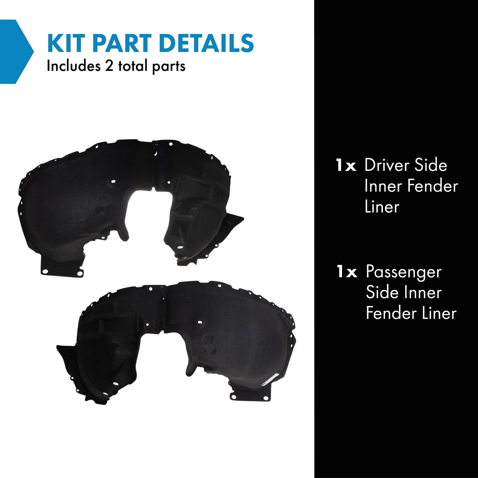 Trq Inner Fender Liner Set Compatible With 2020-2021 Ford Escape Fo1248205 Fo1249205