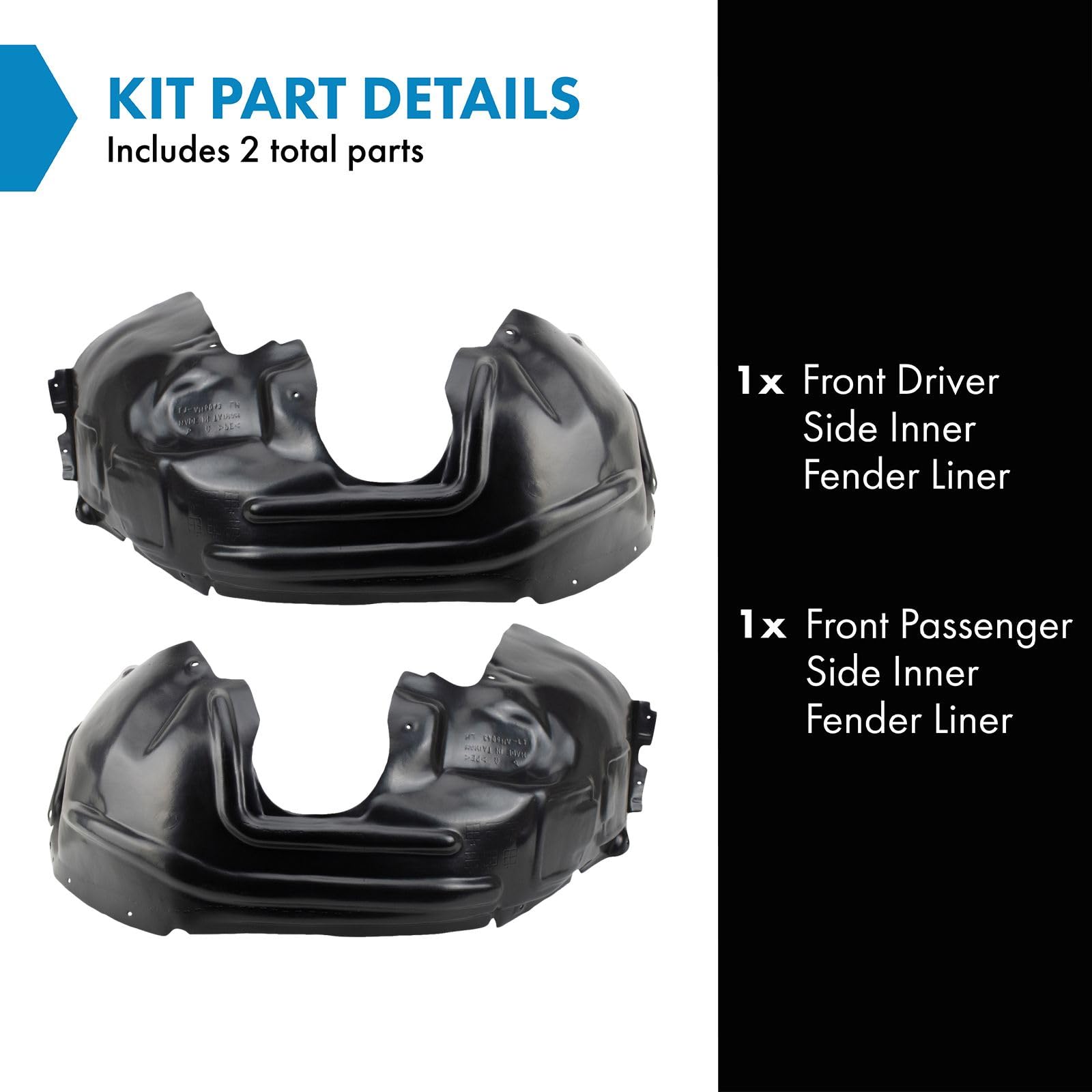 Trq Front Inner Fender Liner Set Compatible With 2014-2018 Jeep Cherokee Ch1248163 Ch1249163