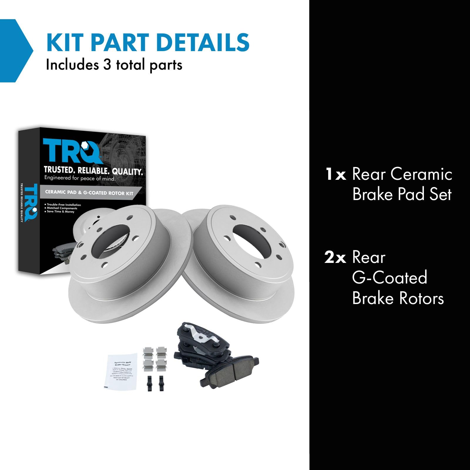 Trq Rear Ceramic Brake Pads & G-Coated Rotor Kit For Chrysler Dodge Jeep Mitsubishi
