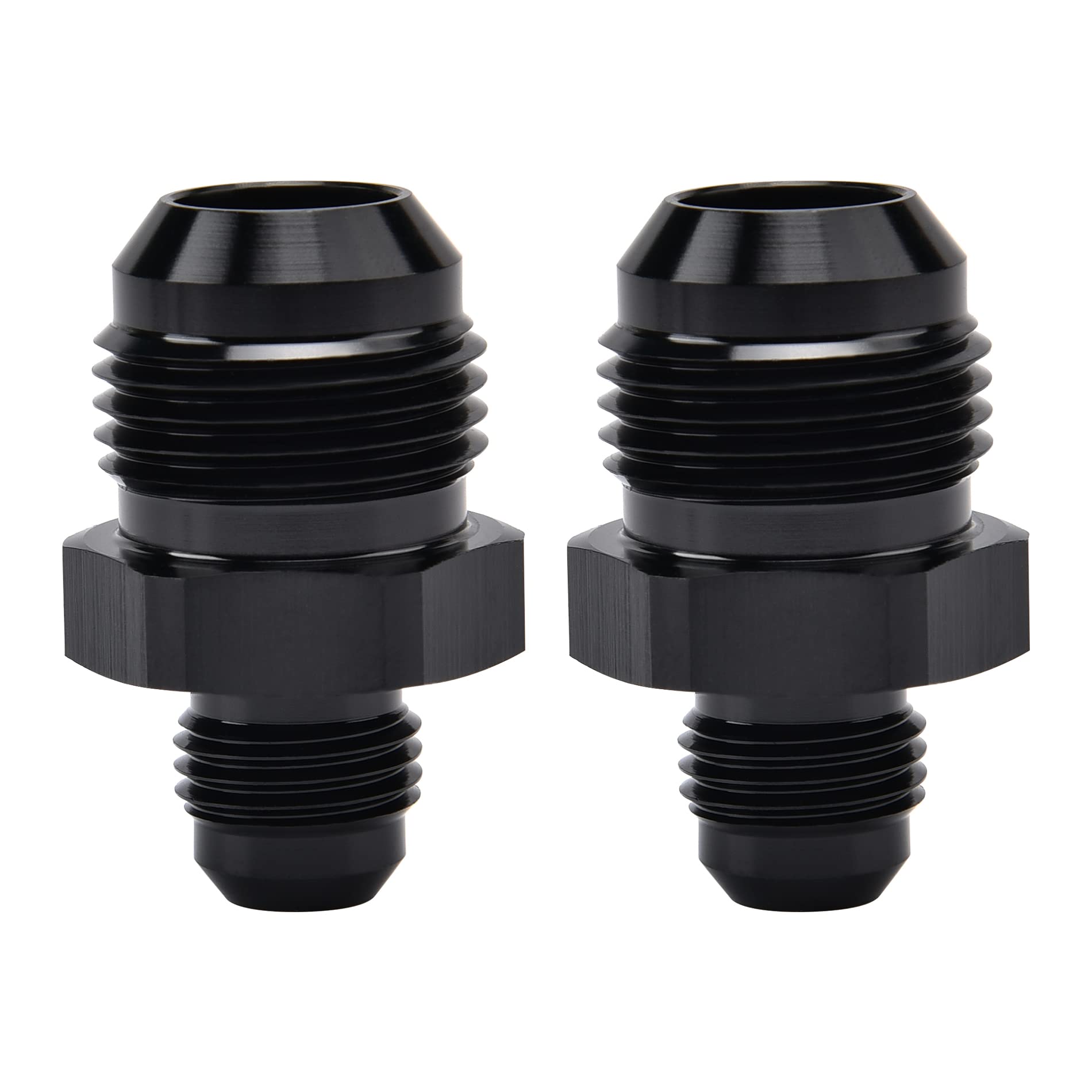 Evil Energy 10An Male To An6 Male Flare Reducer Coupler Union Straight Adapter Fitting Black 2Pcs