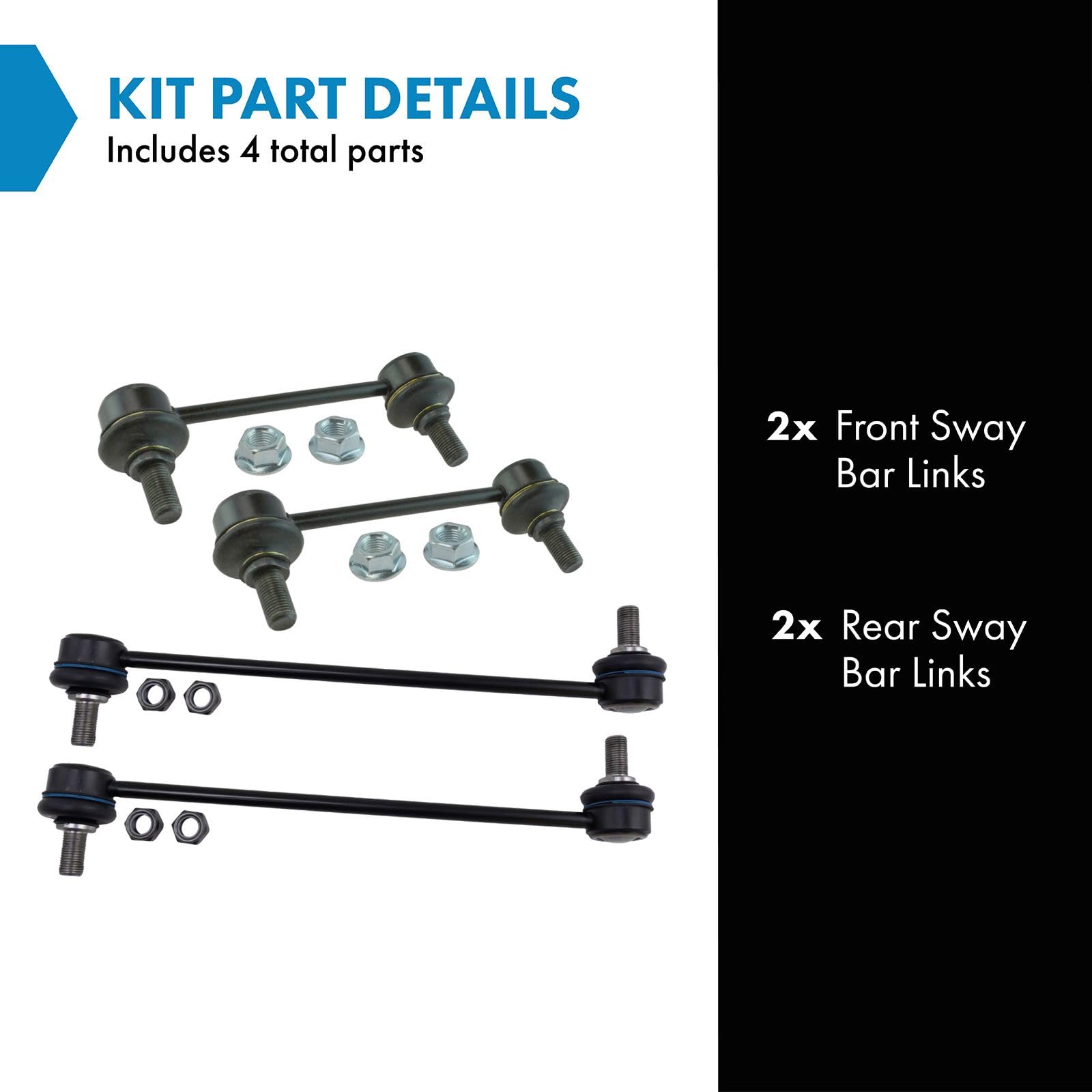 Trq Front & Rear Sway Bar Stabilizer Link Set Compatible With 2014-2015 Hyundai Tucson 2014-2016 Kia Sportage