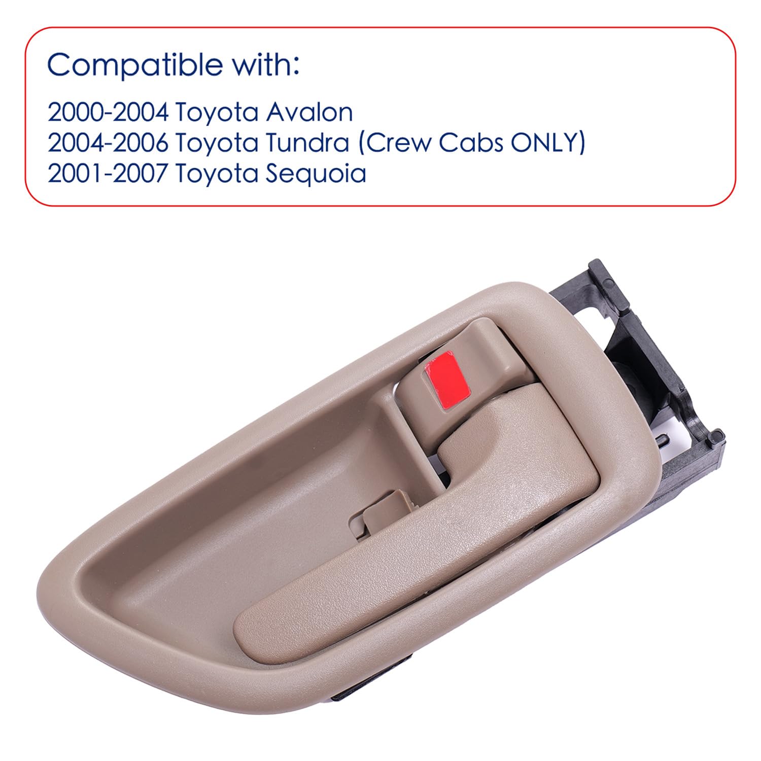 Lcyolada 4Pcs Interior Door Handles W/Bezel (Beige) Compatible with 2000-2007 Toyota Sequoia, 2004-2006 Tundra(Crew Cabs Only),