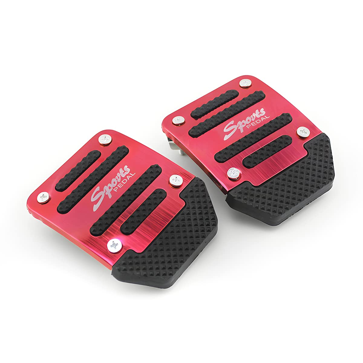Moly Magnolia 3Pcs Nonslip Car Pedal Pads, Aluminum Auto Manual Transmission Brake Pad Cover, Sports Gas Fuel Petrol Clutch Foot Pedals, Car Replacement Accessories Universal For Car, Suv, Atv (Red)