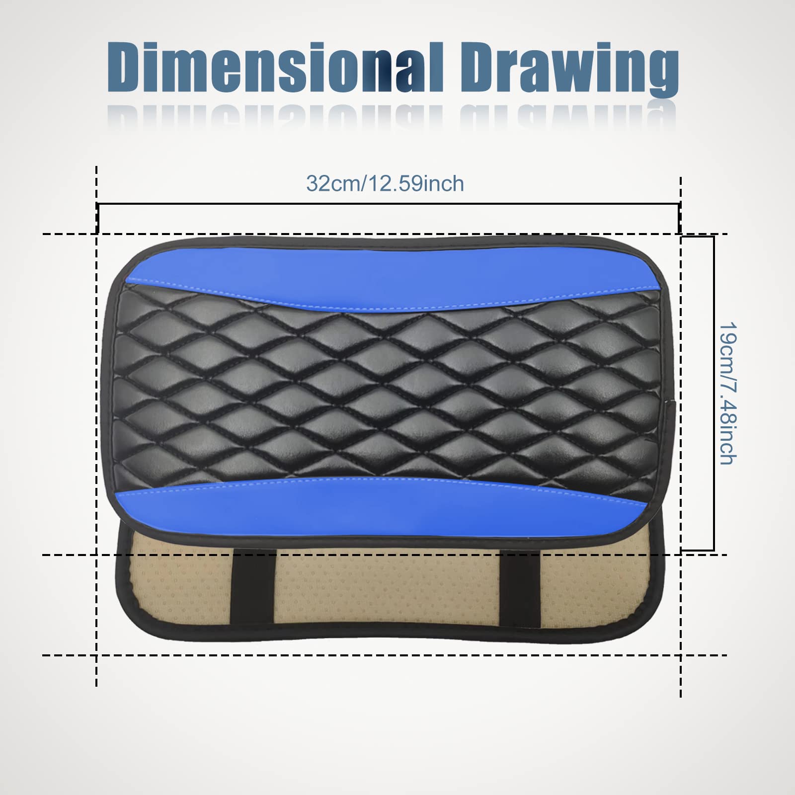 Car Center Console Cover, Universal Leather Waterproof Armrest Seat Box Cover Protector, Comfortable Car Decor Accessories Fit For Most Cars, Vehicles, Suvs -Blue