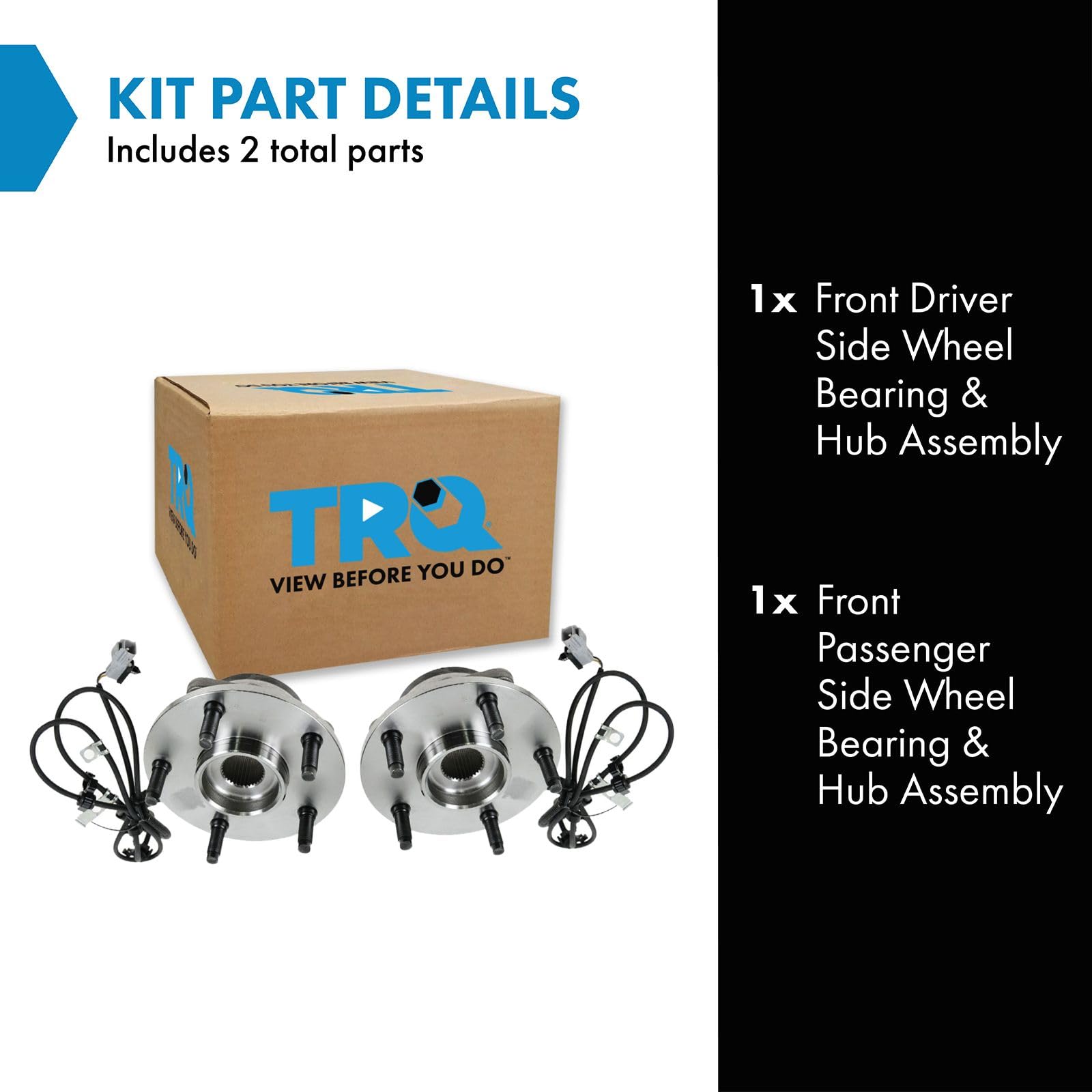 Trq Front Wheel Hub Bearings Assembly Set Compatible With 1997-1999 Dodge Ram 1500