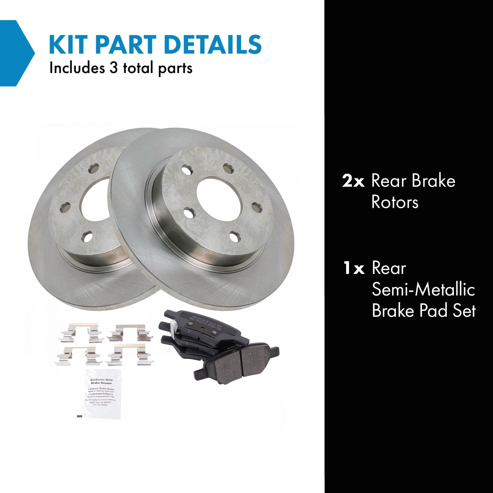 Trq Rear Posi Metallic Disc Brake Pad & Rotor Kit For Chevy Pontiac Saturn