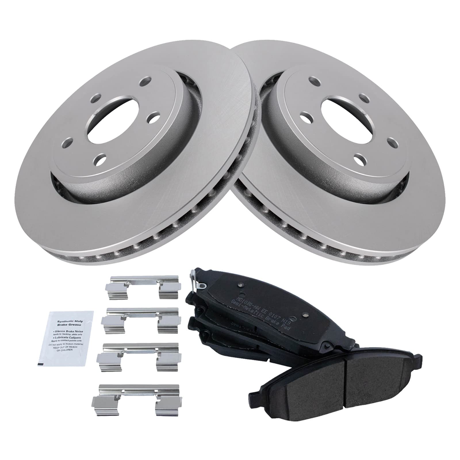 Trq Front Brake Pad & Rotor Kit Brake Pads Brake Rotor Semi-Metallic Premium G-Coated Compatible With 2006-2010 Jeep Commander 2