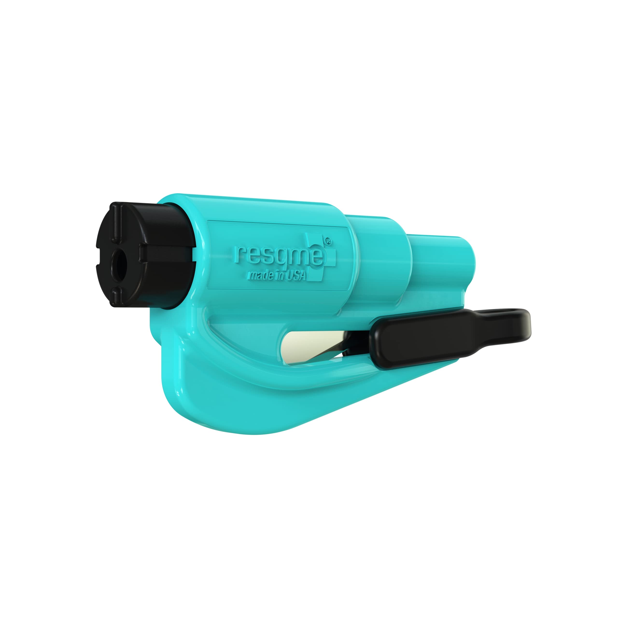 RESQME The Original Emergency Keychain Car Escape Tool, 2-in-1 Seatbelt Cutter and Window Breaker, Made in USA, Teal - Compact E