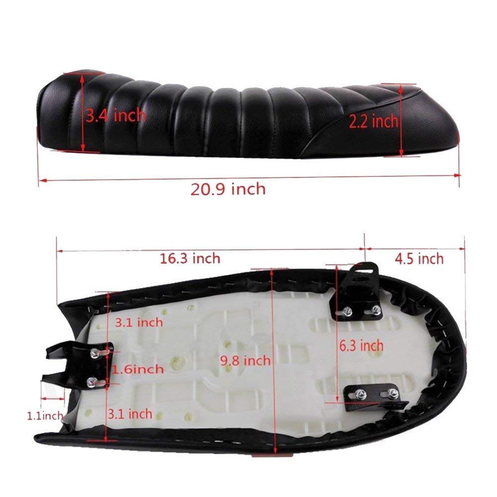 Motorcycle Cafe Racer Seat Universal Flat Brat Vintage Saddle Seat For Cb Yamaha Xj (Black)