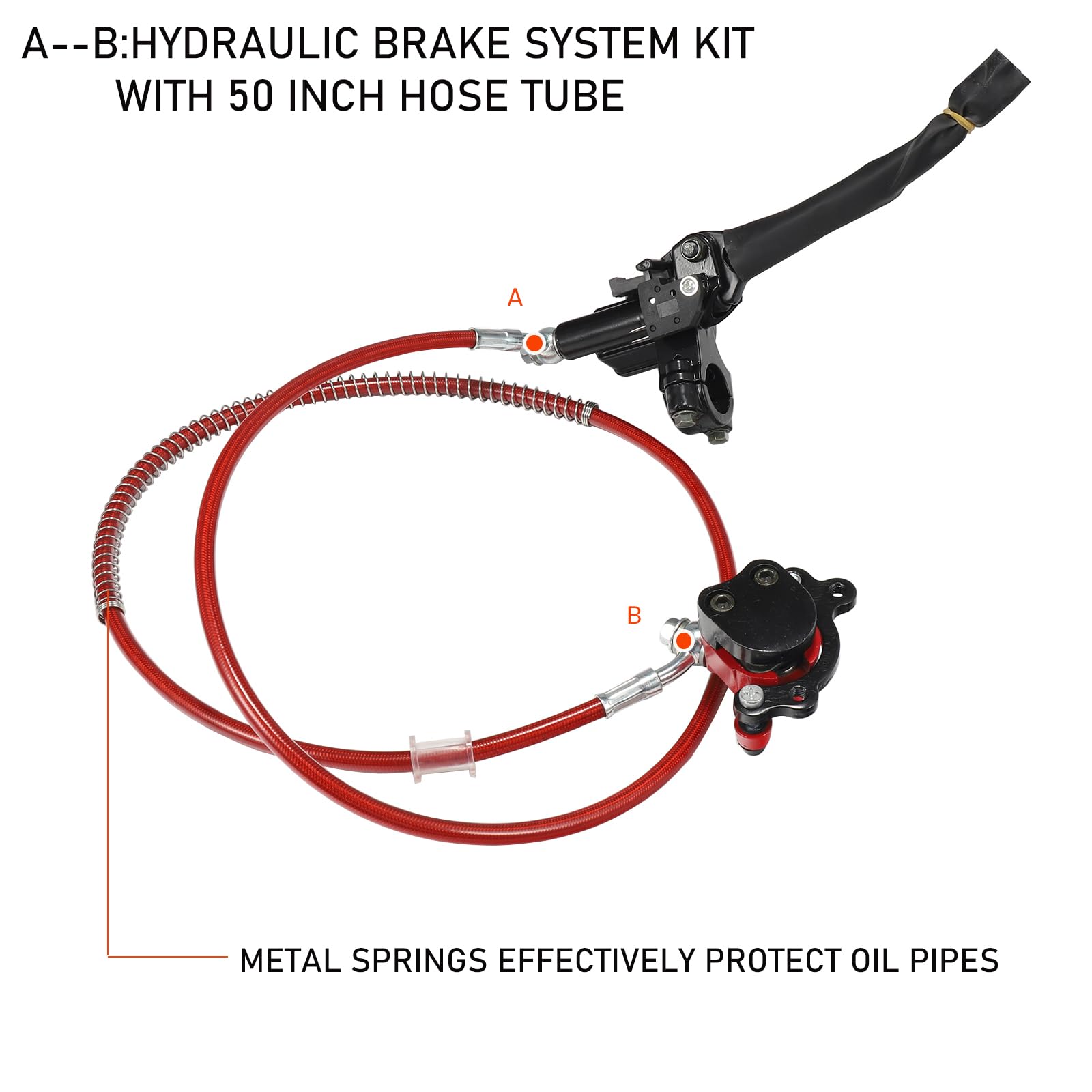 Hydraulic Brake System Kit With 50 Inch Hose Tube,Brake Pads,Brake Caliper Compatible With Baja Doodle Bug Db30R Mini Bike 212Cc