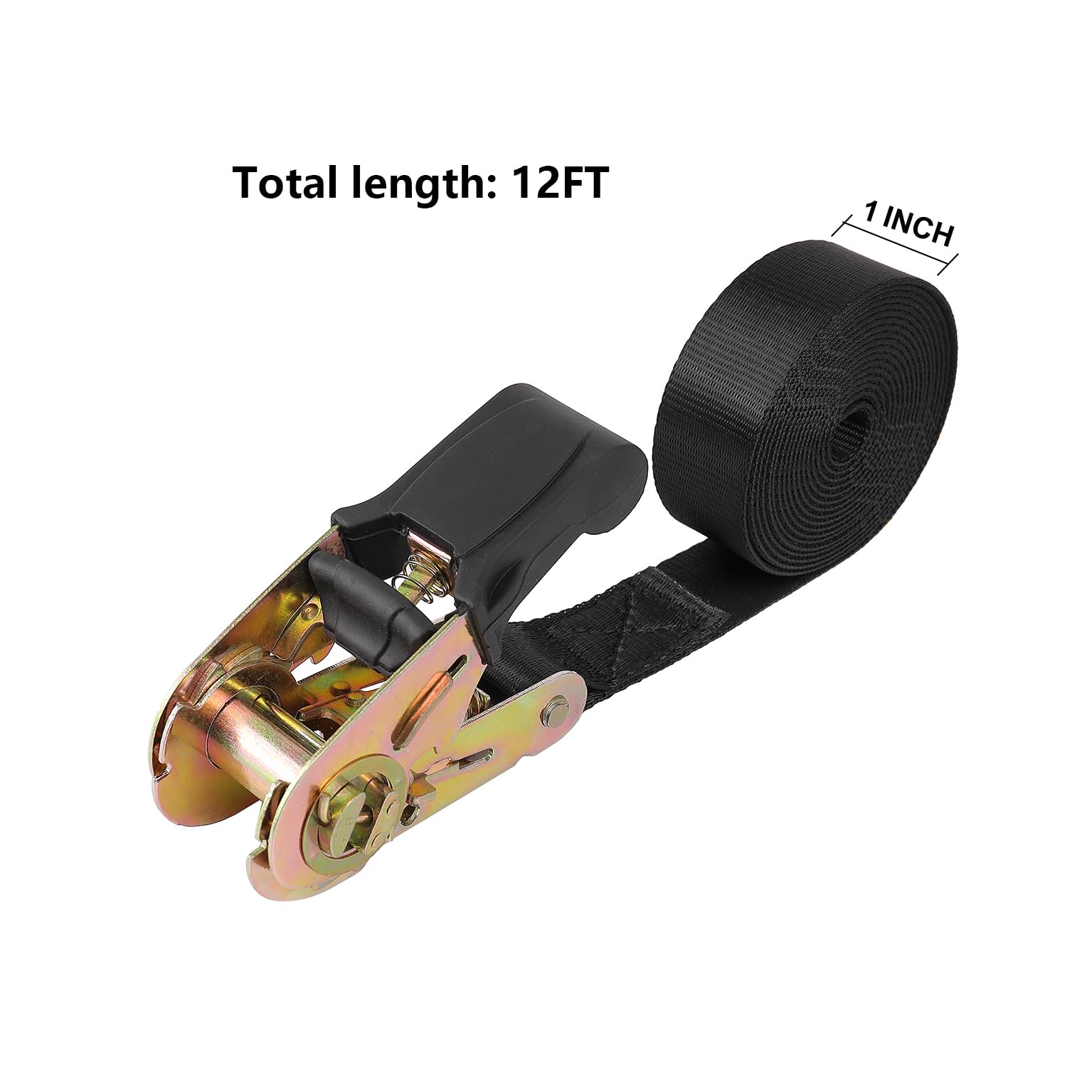 Endless Ratchet Tie Down Straps Heavy Duty Cargo Tie Downs, Sturdy Nylon Black Strap Down Ratcheting Securing Straps, Track Spri