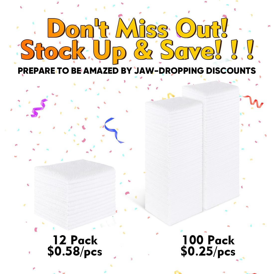 Homexcel White Shop Towels 100 Pack, Reusable Microfiber Towels For Cars, Bulk Multipurpose Microfiber Cleaning Cloths, Lint Fre