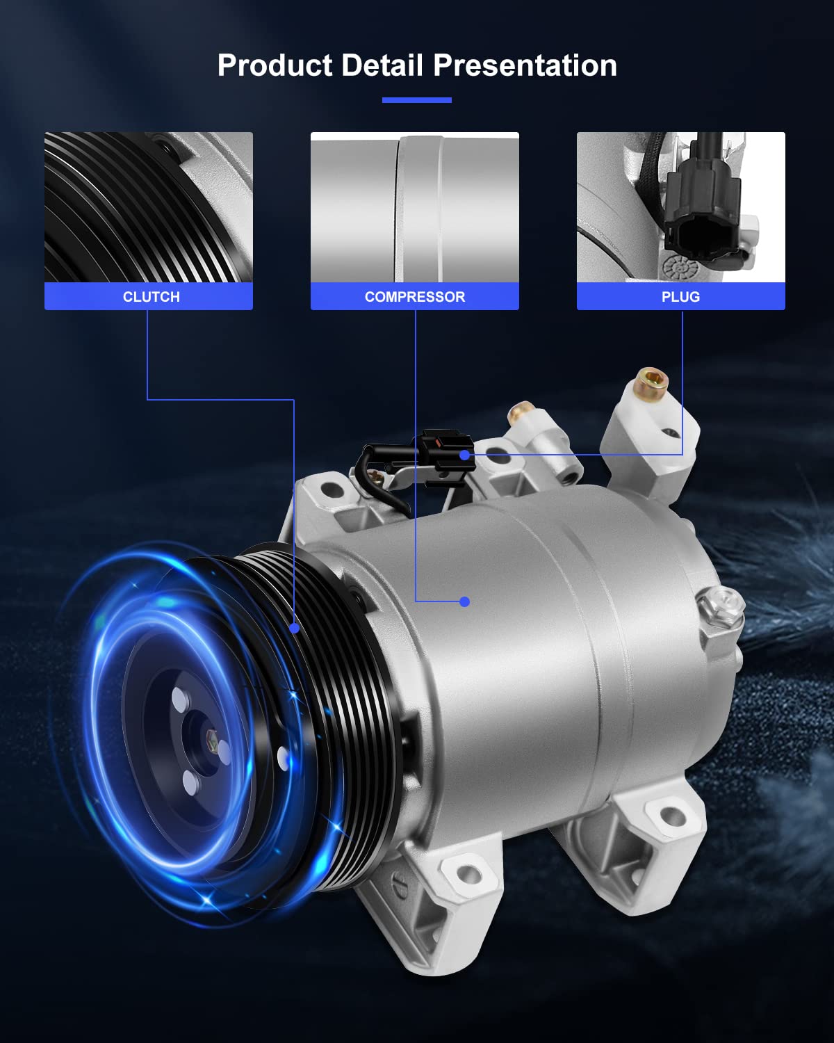 Eccpp A/C Compressor With Clutch Fit For Nissan Altima 2.5L 2002 2003 2004 2005 2006 Ac Compressor Rapid Cooling Dks17D