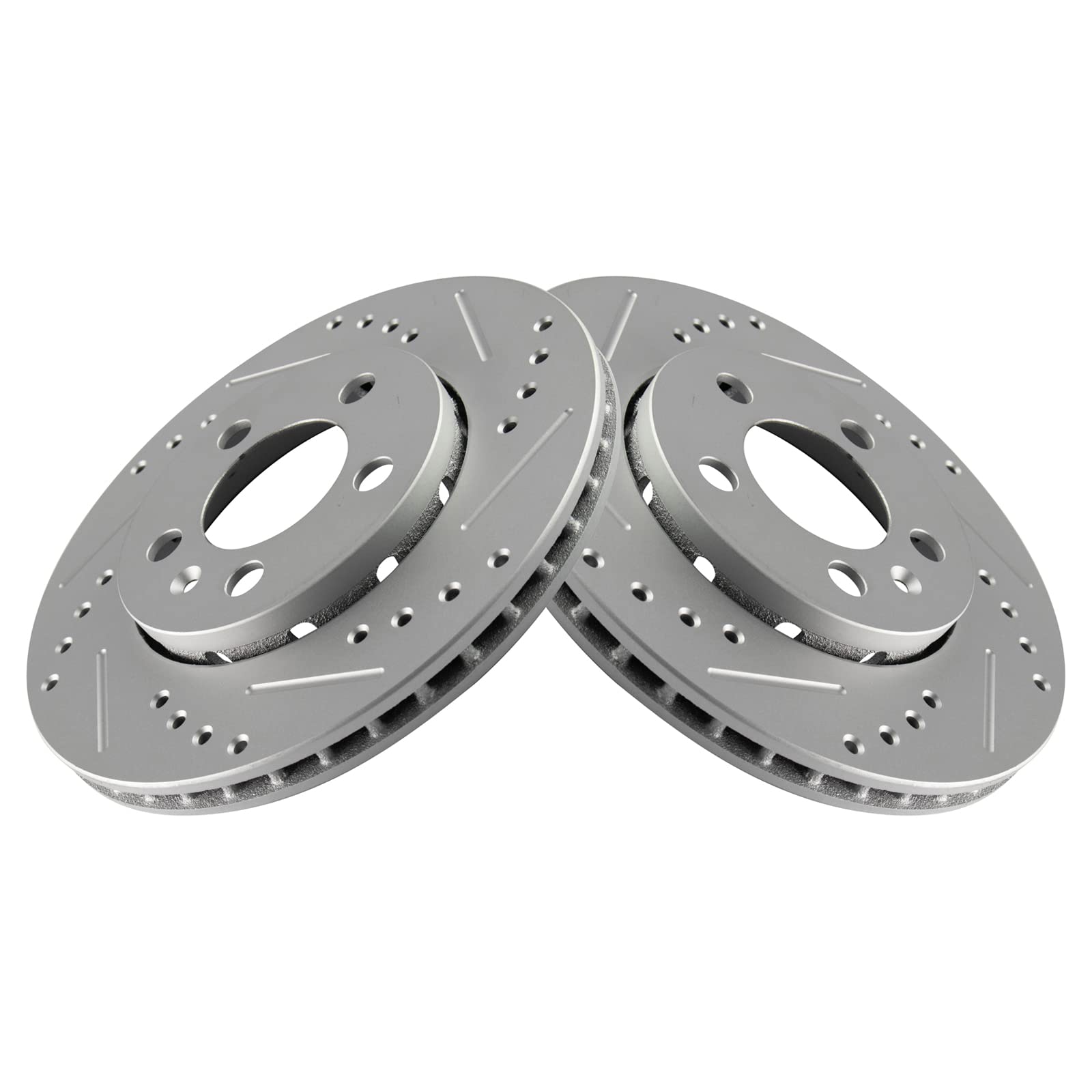 Trq Rear Performance Brake Rotors Set Premium G-Coated Cross Drilled & Slotted Compatible With 2000-2006 Audi Tt Quattro 2002-20