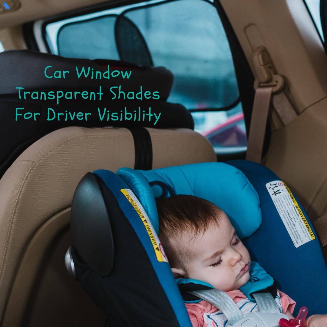 Kinder Fluff Car Window Shade (4X Transparent Sunshades) - The Only Certified Car Window Sun Shade For Driver Proven To Block 99