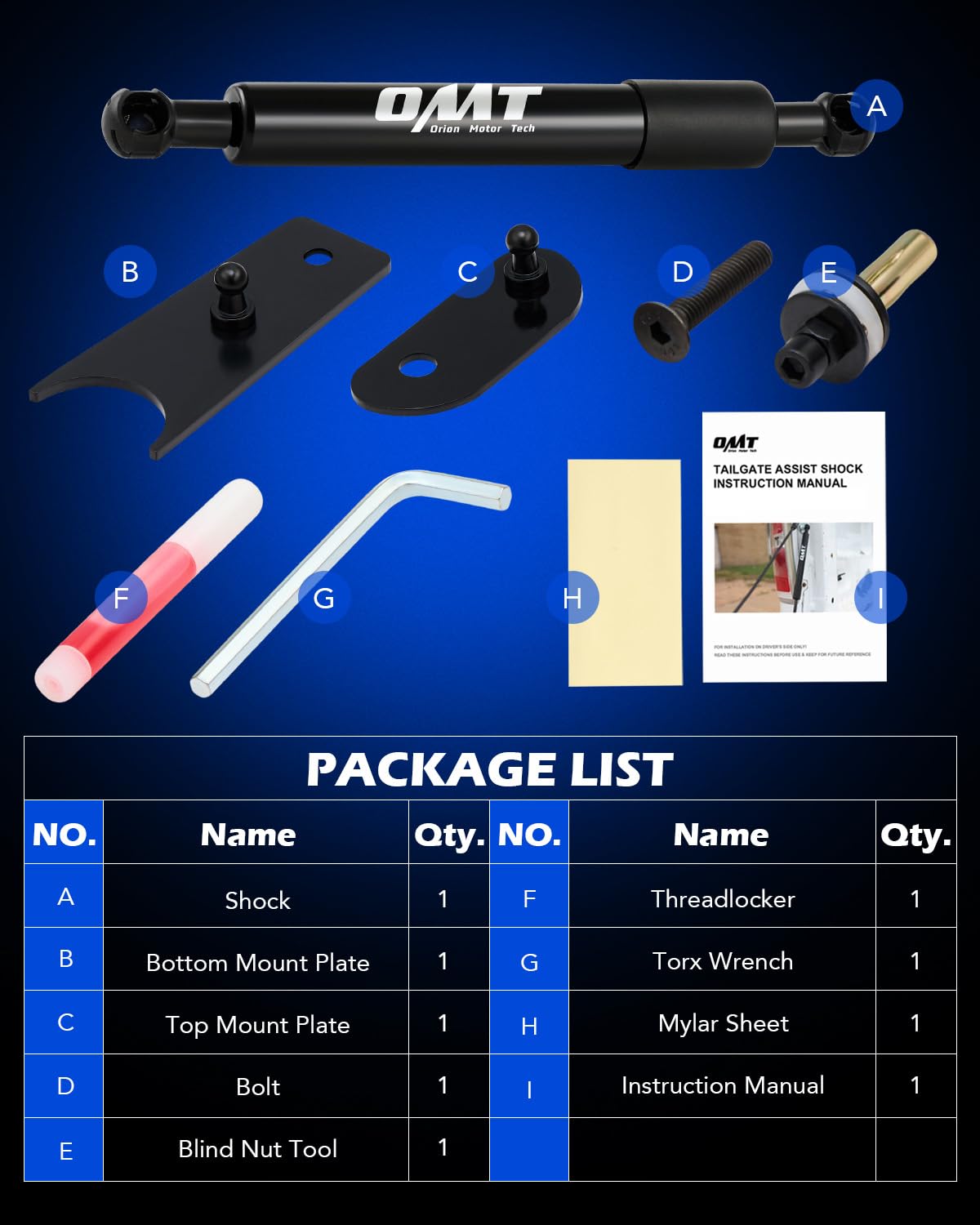 Orion Motor Tech Heavy Duty Pickup Tailgate Assist, Truck Tailgate Lift Assist Kit Compatible with 07-18 Chevy Silverado GMC Sierra 1500 & 07-19 HD 2500 3500, Truck Tailgate Shock Absorber, Black