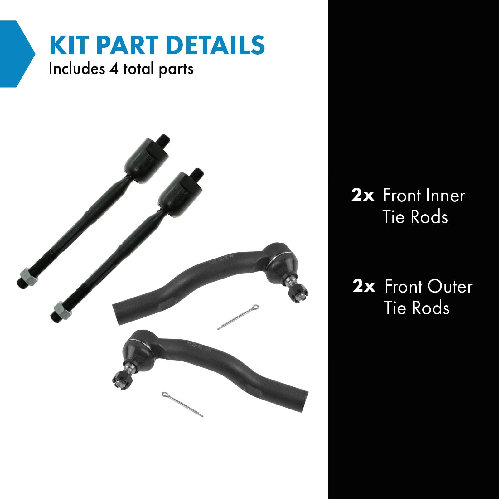 Trq Front Tie Rod Set Compatible With 2004-2006 Lexus Es330 Toyota Camry 2004-2008 Solara
