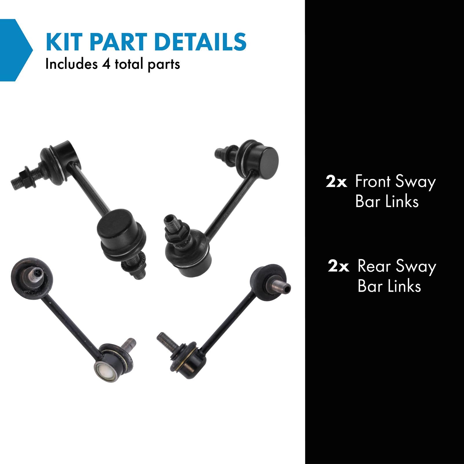 Trq Front & Rear Sway Bar Stabilizer Link Set Compatible With 1999-2005 Mazda Miata