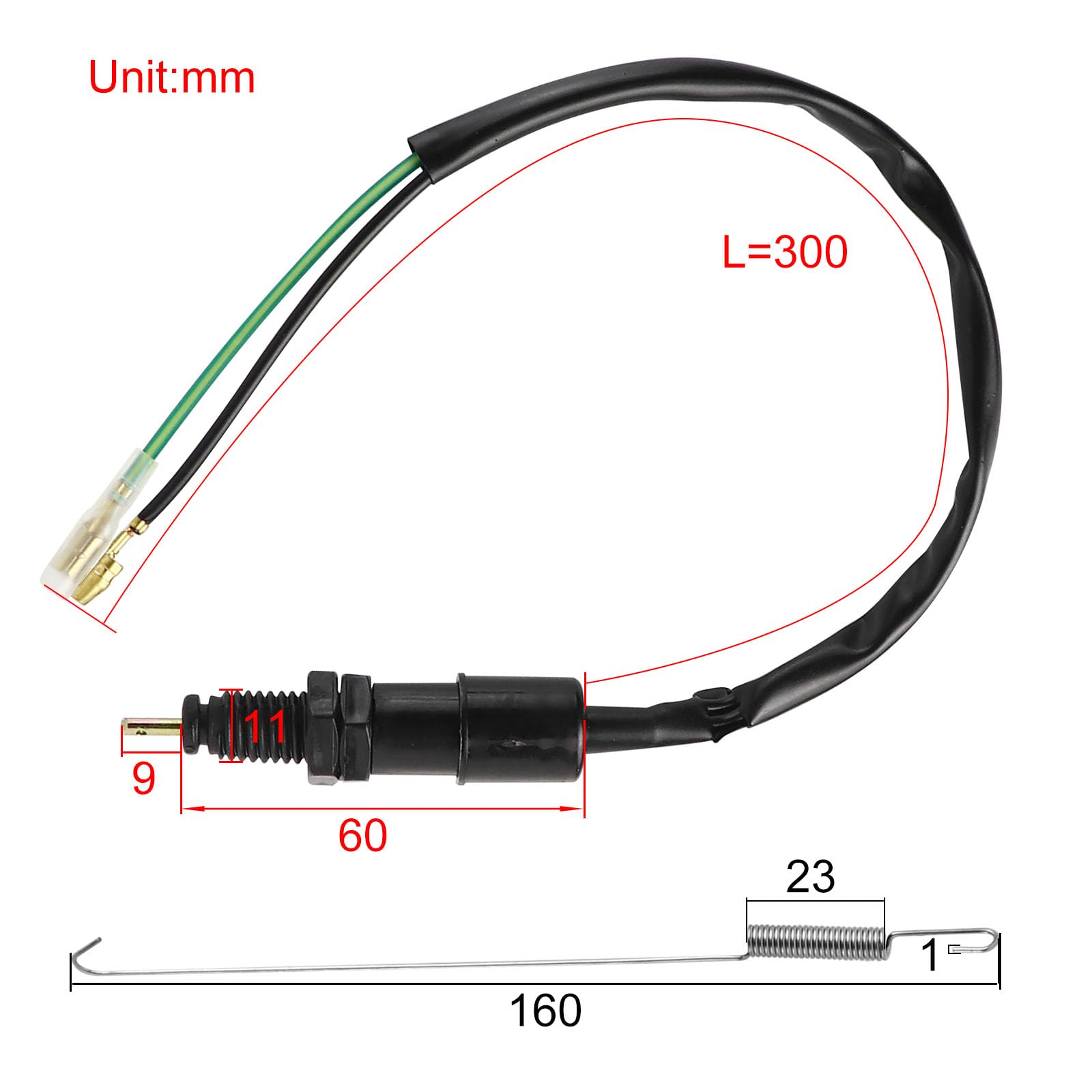 FLYPIG Universal Motorcycle Bike Rear Brake Lamp Light Switch with Spring for Honda Kawasaki Suzuki Z50 Minitrail50 CT70 CB500 X