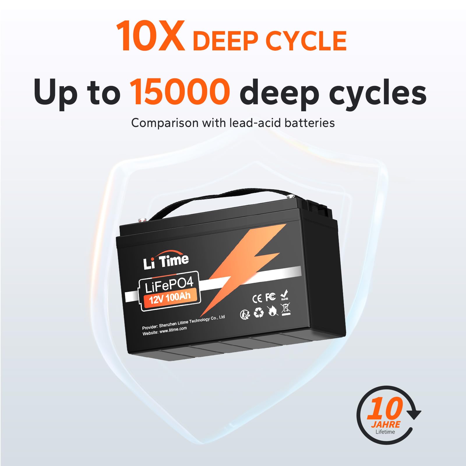 Litime 12V 100Ah Lithium Lifepo4 Battery, Built-In 100A Bms, 4000-15000 Cycles, 10-Year Lifetime, Perfect For Rv, Solar, Backup Power, Off Grid Application, Boat, Trolling Motor.(Group 31)