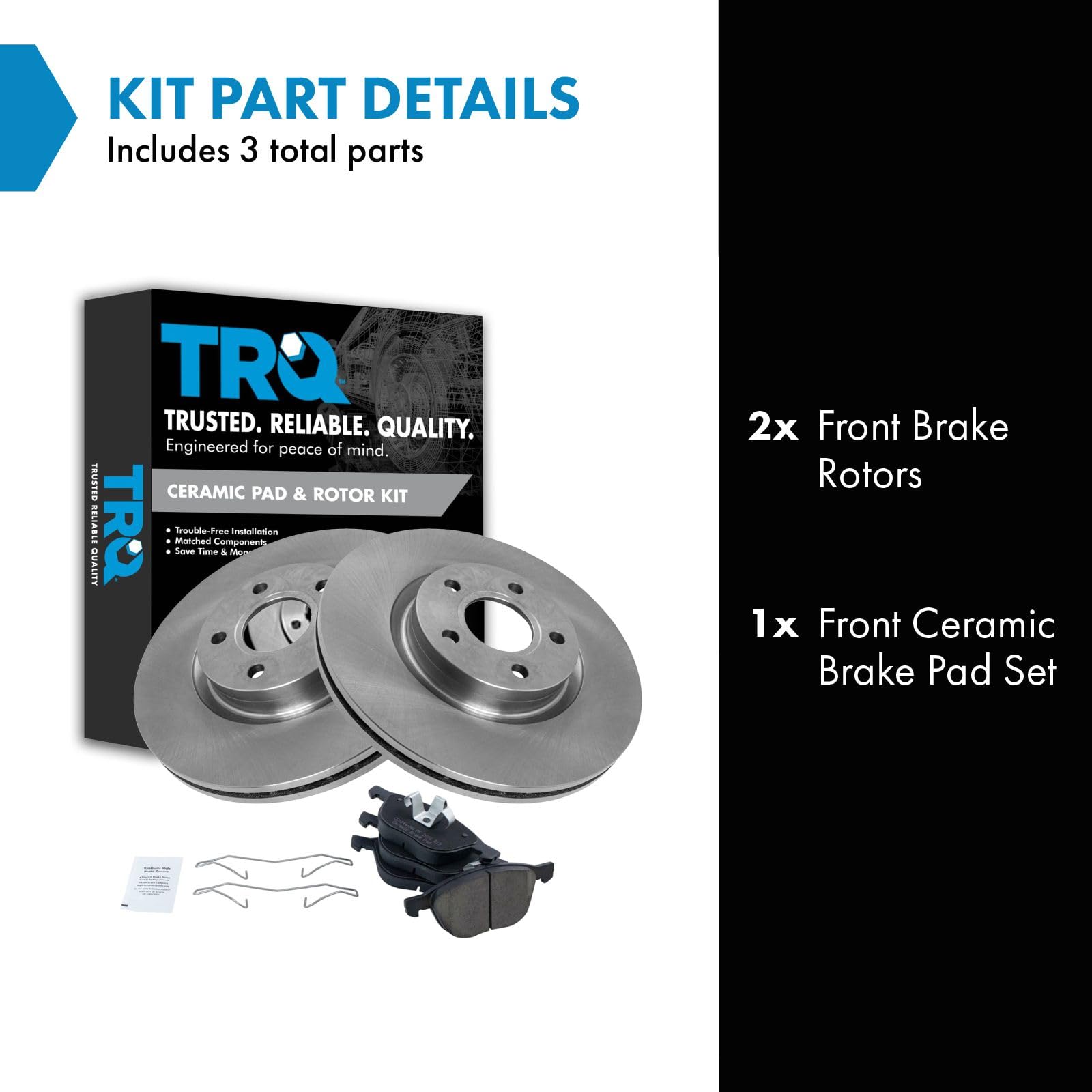 Trq Front Brake Pad & Rotor Kit Brake Pads Brake Rotor Ceramic Vented Compatible With 2013-2017 Ford C-Max 2013-2019 Escape 2008