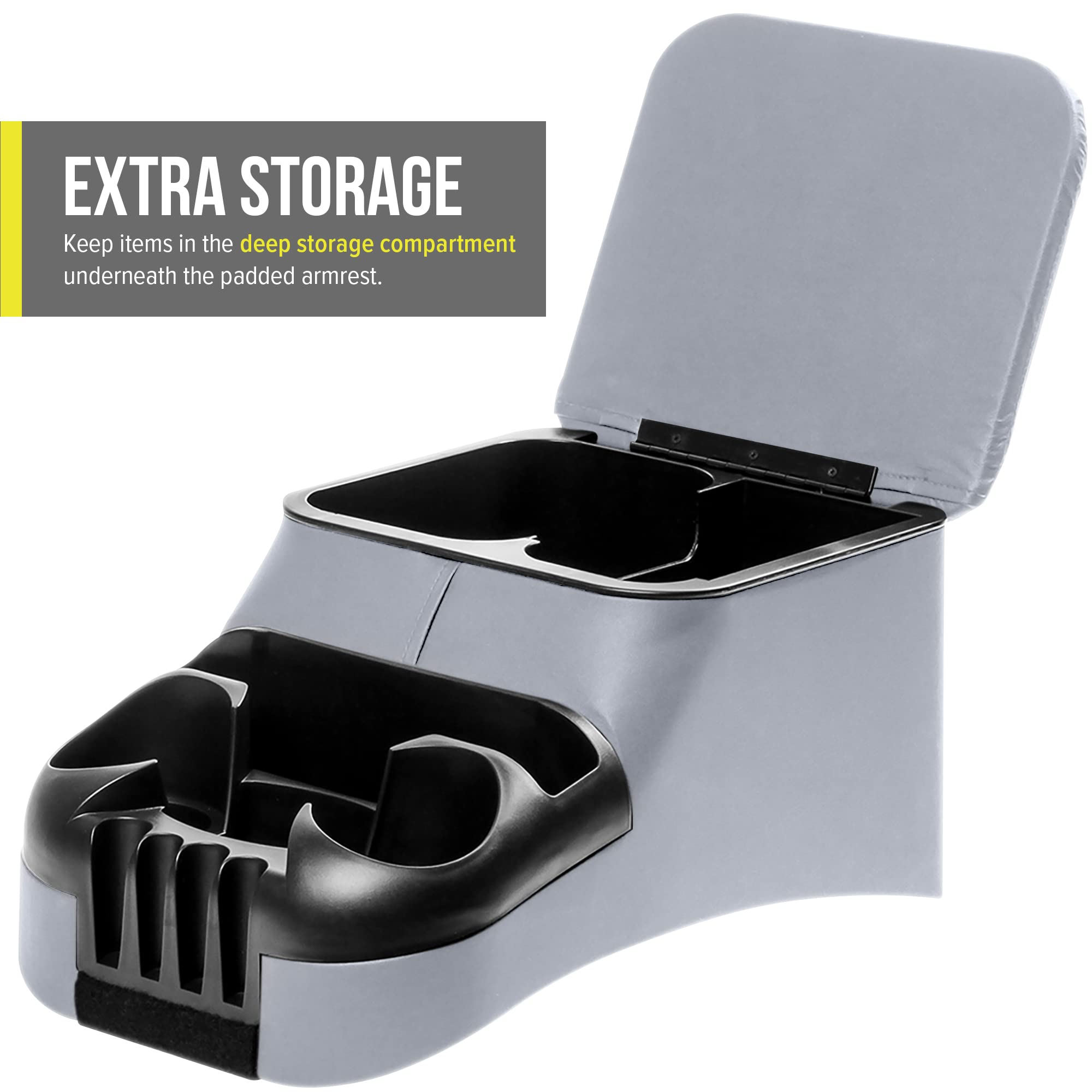 Moblorg Center Console For Truck Bench Seats, Vehicle Organizer, Medium, Vinyl, Made In Usa (Gray) (2130015)