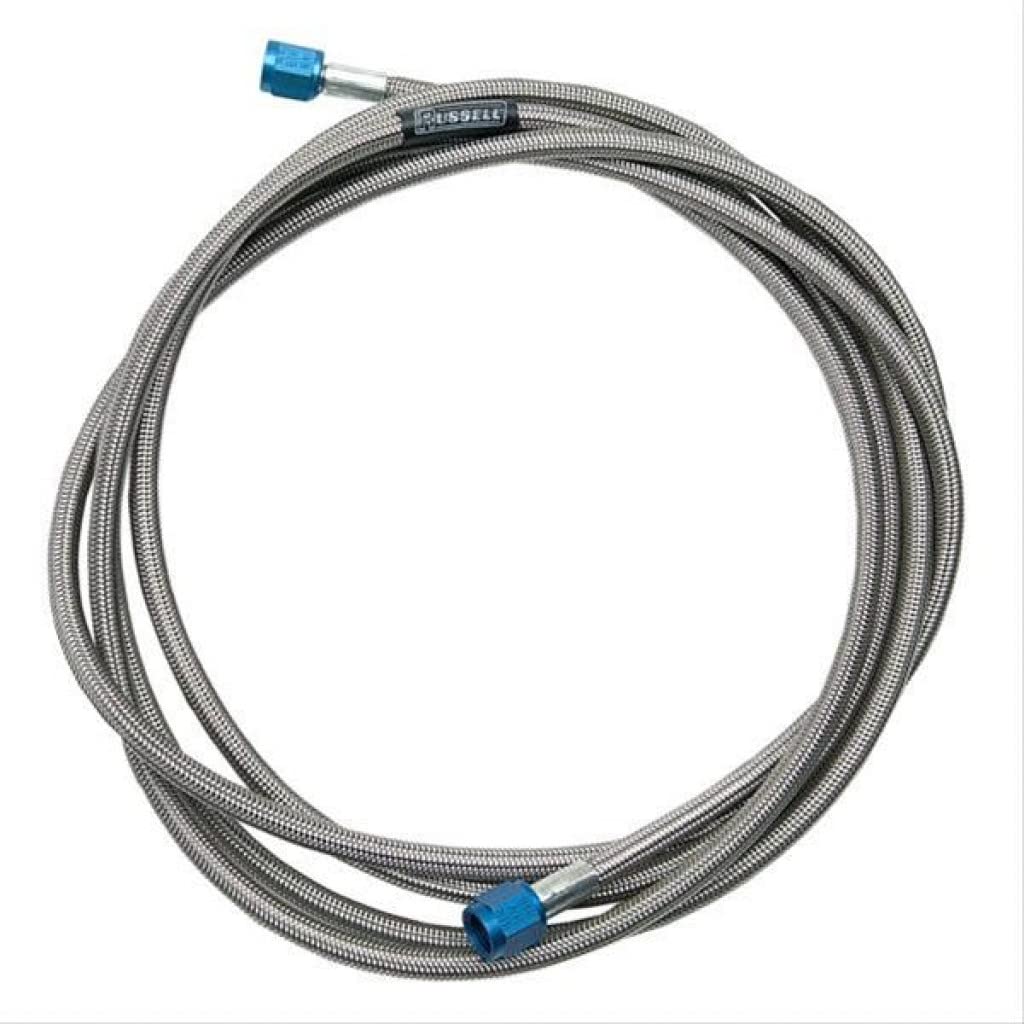Russell -6 AN 10-Foot Pre-Made Nitrous & Fuel Line - Blue, Stainless Steel, Automotive Nitrous Line, 10-Foot, 1-Pack