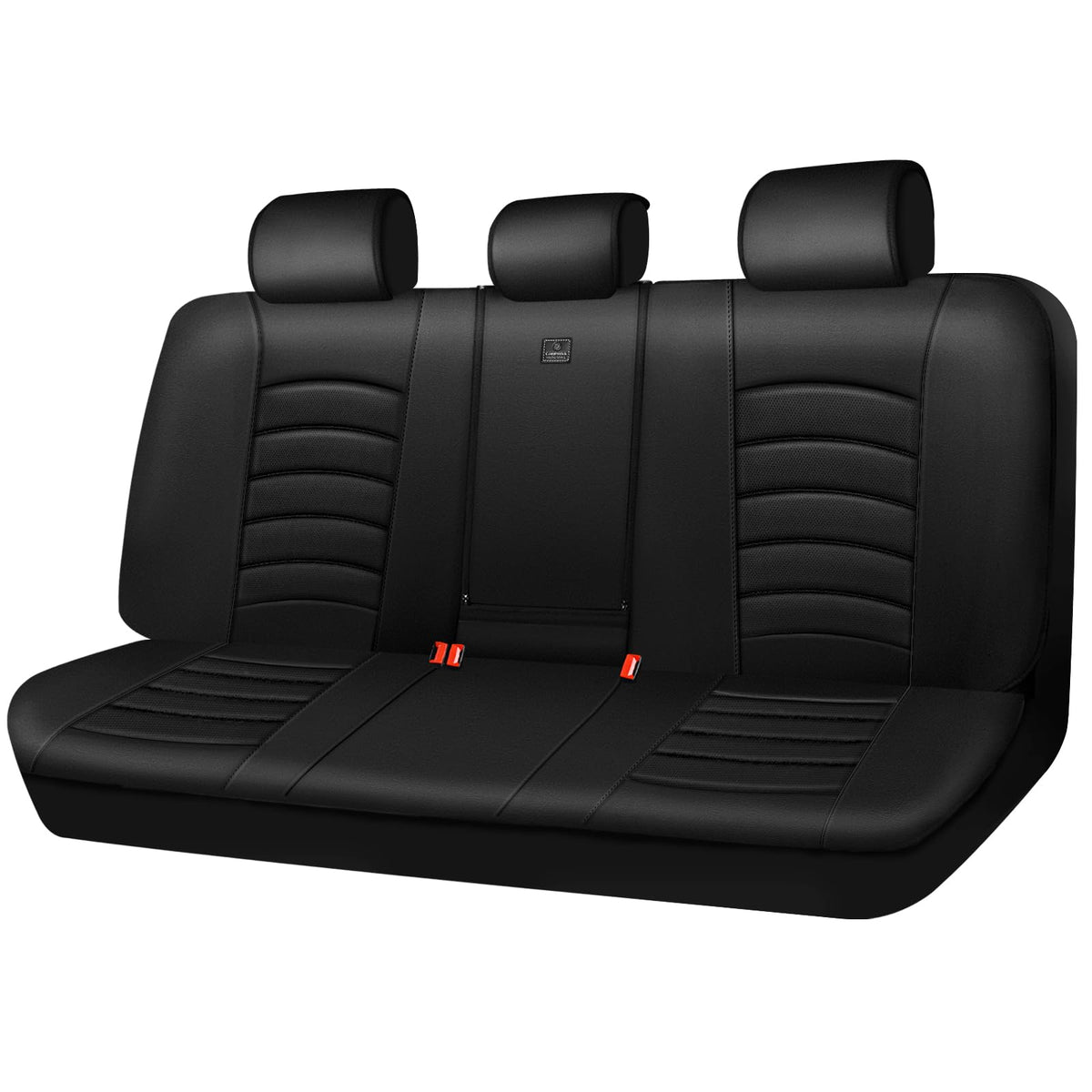 CAR PASS Leather Back Seat Cover, Universal Waterproof Bench Rear Seat Cover Zipper Split Rear Bench Protector Fit 95% Automotiv