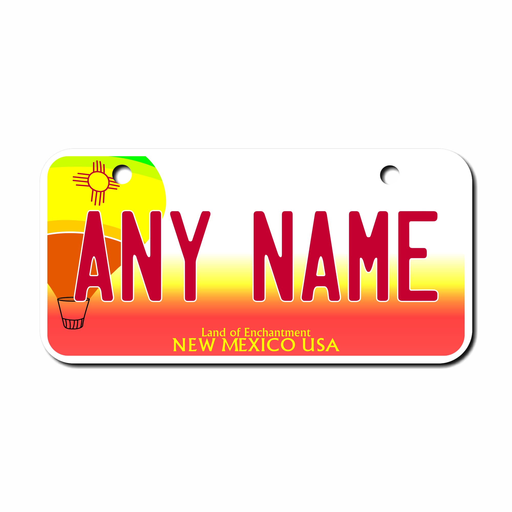 Teamlogo Personalized New Mexico License Plate - Sizes For Kid 'S Bikes, Cars, Trucks, Cart, Key Rings Version 2 (3 X 6 Aluminum
