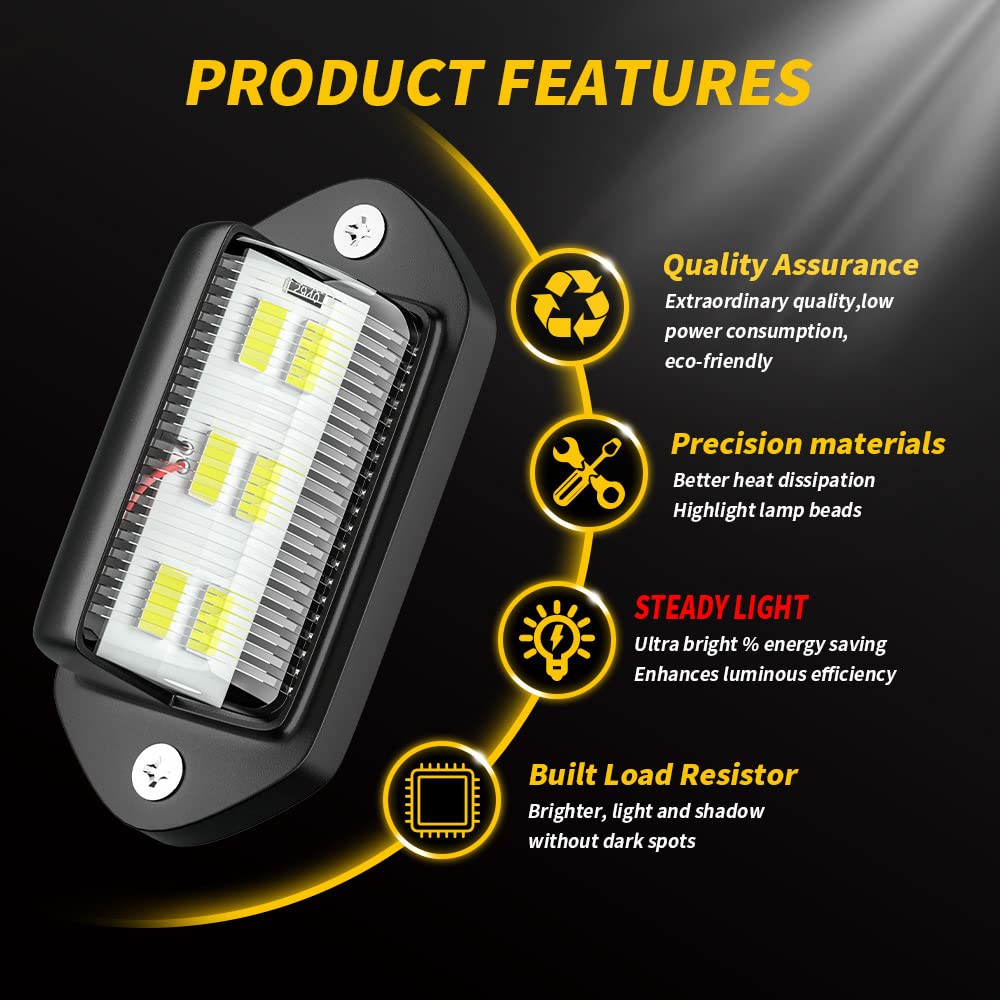 Jedew 2 Pack License Plate Light, 12V 6-Smd Led License Plate Lamp Taillight For Truck Suv Trailer Van, Step Courtesy Lights, Do