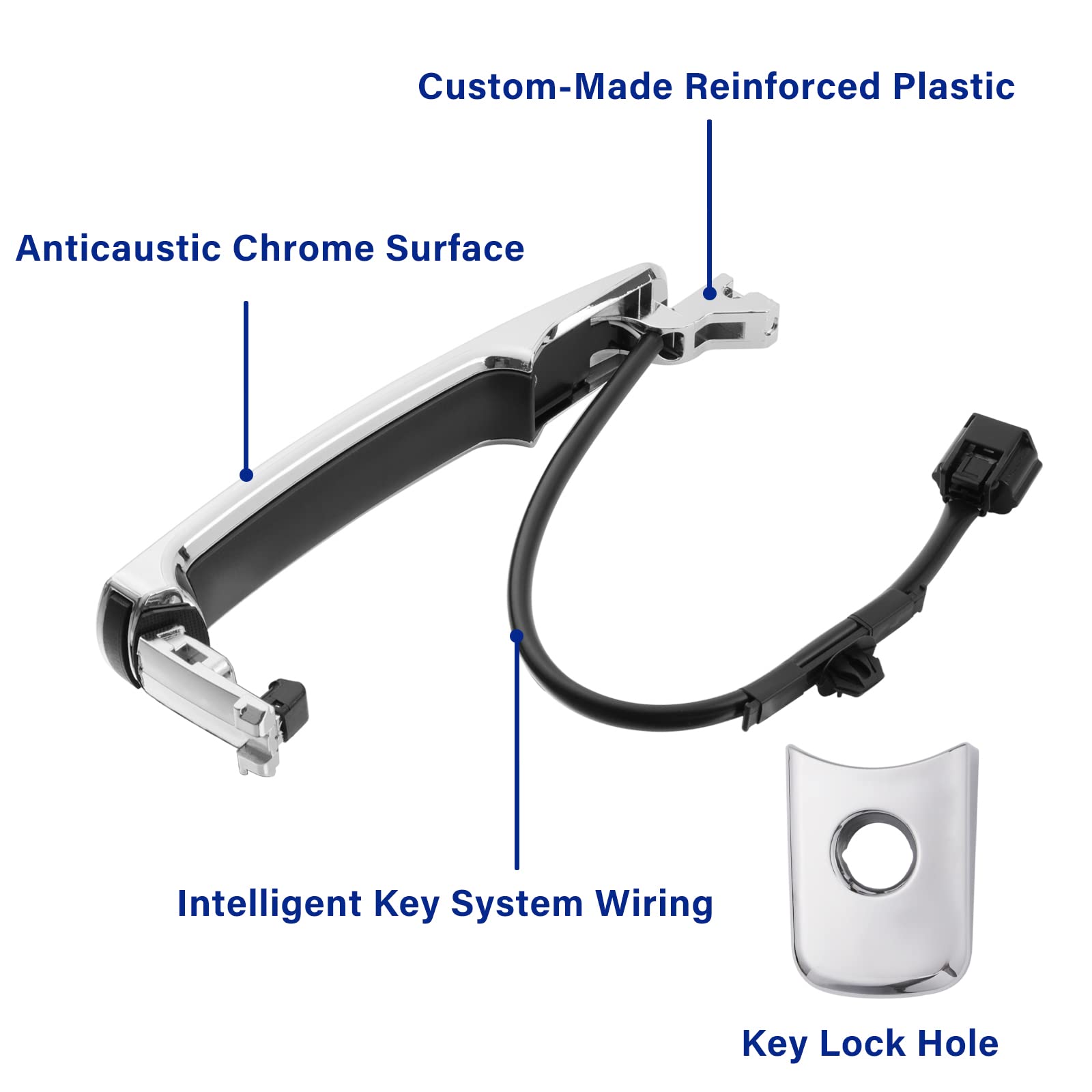 Lcyolada Exterior Chrome Door Handle Front Left Driver Side For Nissan Rogue 2010-2013,With Sensor And Smart Keyless Entry Syste