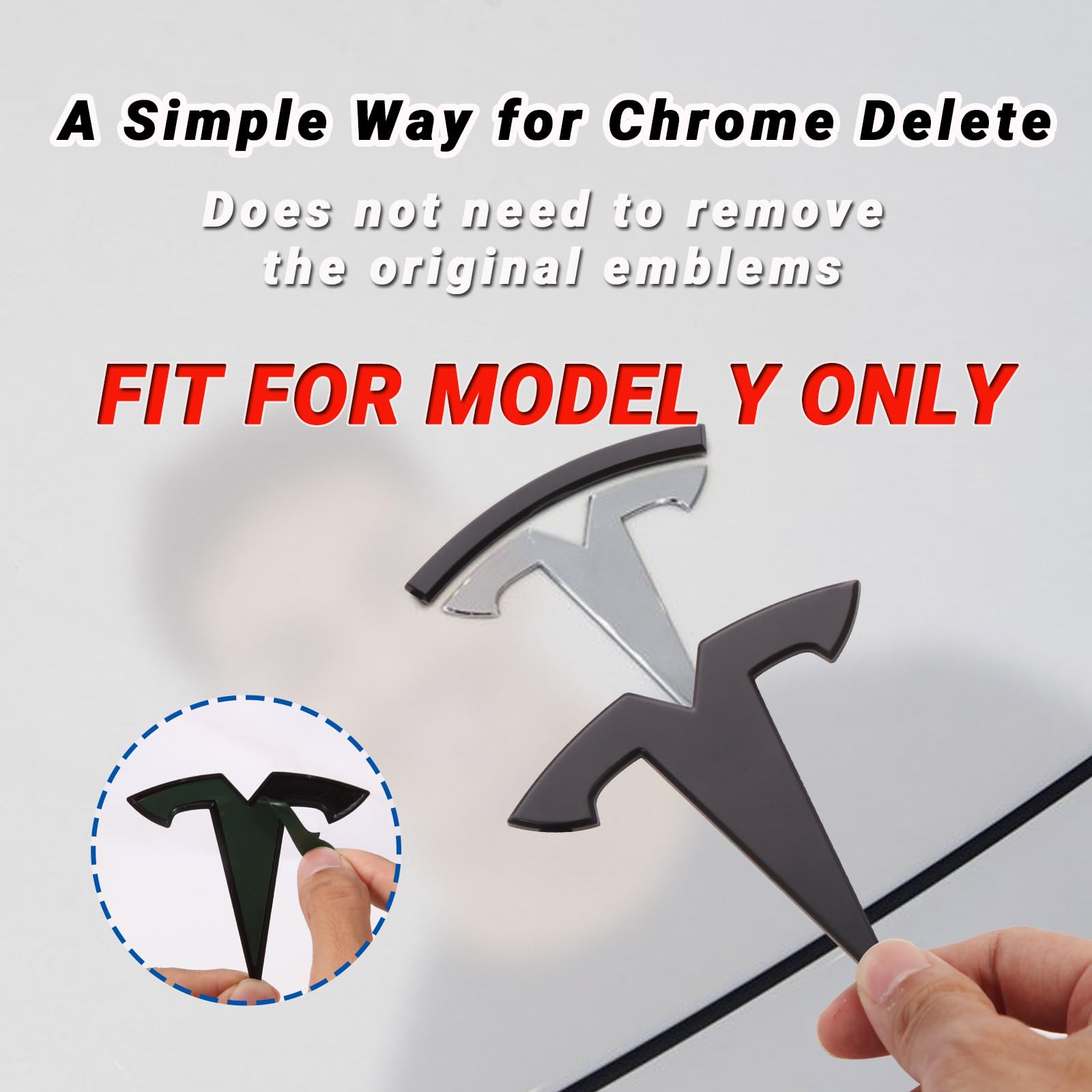 Nanaholy Model Y Accessories For Tesla Emblem Sticker 2Pcs/Set 2024 2023 2022 2021 2020 Logo Decal (Black)