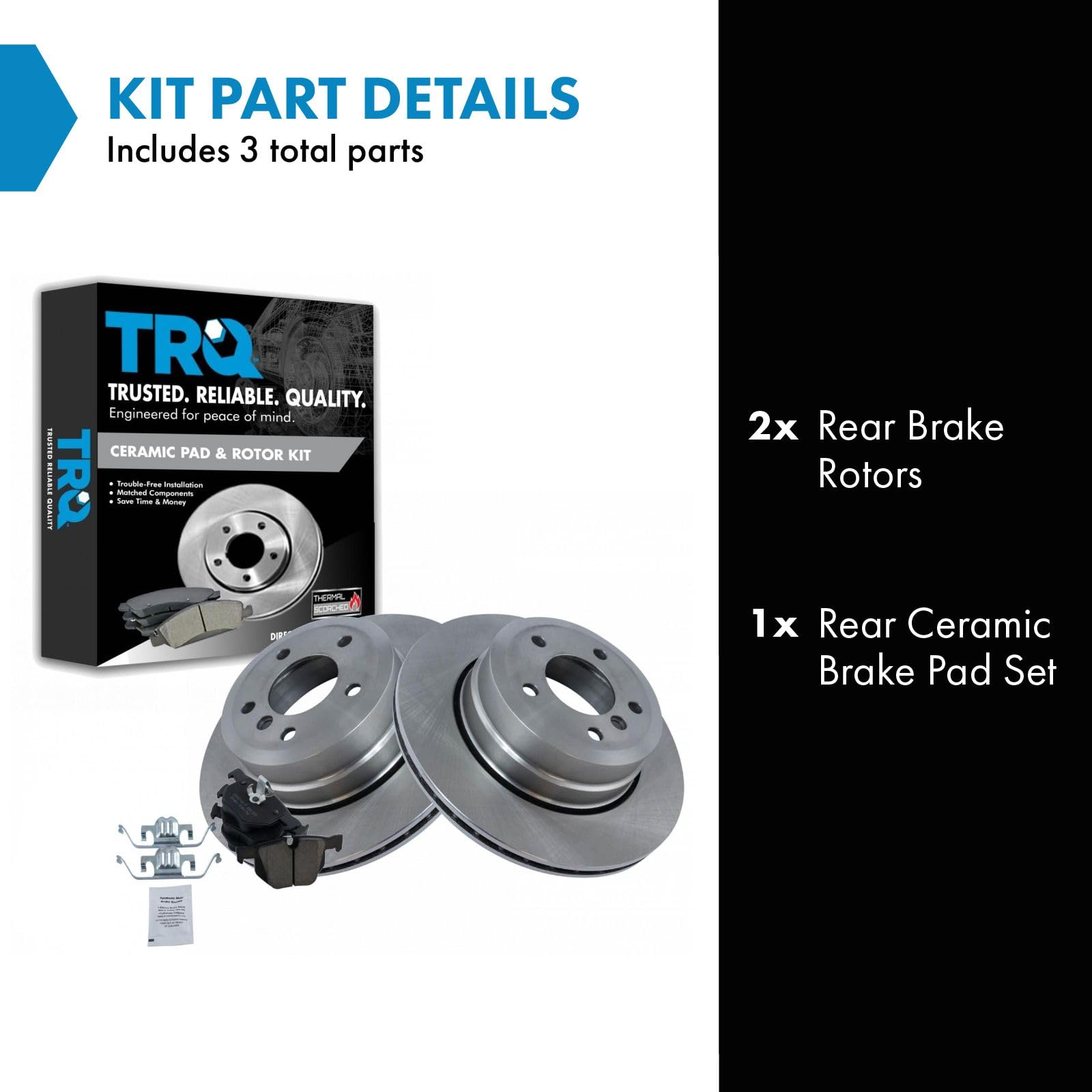 Trq Rear Brake Pad & Rotor Kit Brake Pads Brake Rotor Ceramic Compatible With 2006-2007 Bmw 525Xi 2010 528I 2009-2010 528I Xdriv