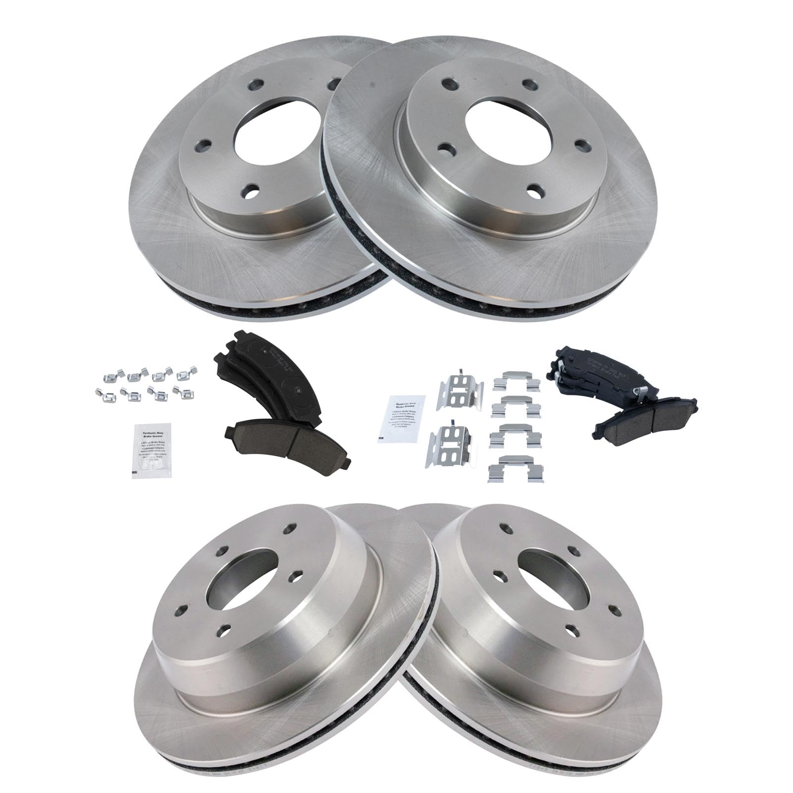 Trq Front And Rear Brake Pad & Rotor Kit Brake Pads Brake Rotor Ceramic Compatible With 2000-2005 Chevrolet Blazer 2000-2001 Gmc