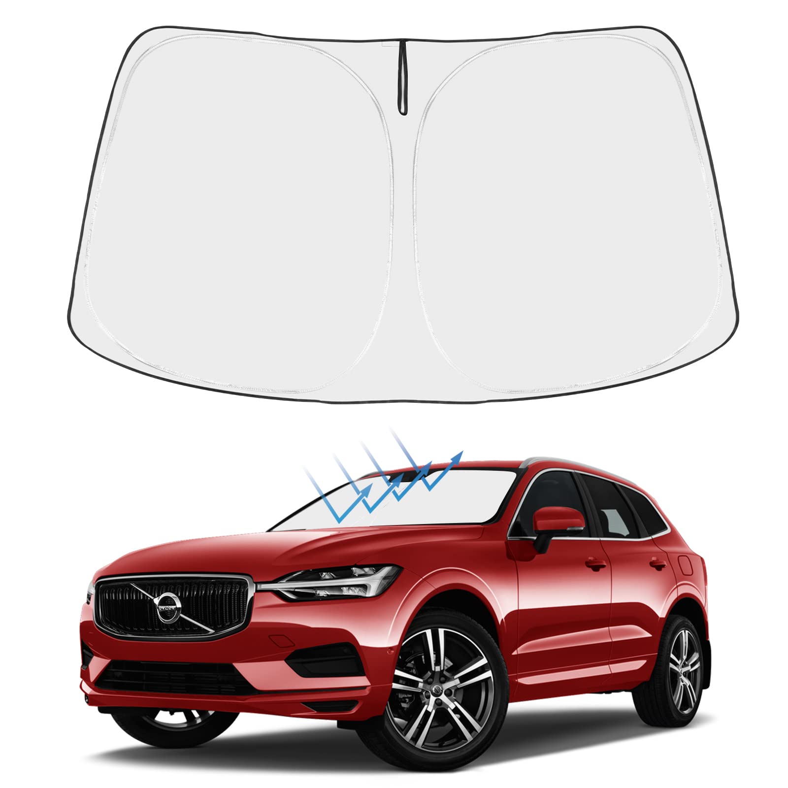 Proadsy 2025 Upgrade Front Windshield Sun Shade Foldable Sunshade Protector Custom Fit 2018-2024 2025 Volvo Xc60 Suv Accessories
