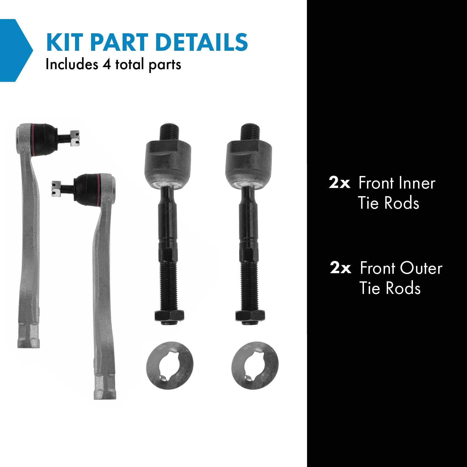 Trq Front Tie Rod Set Compatible With 2001-2003 Acura Cl 1999-2003 Tl 1998-2002 Honda Accord