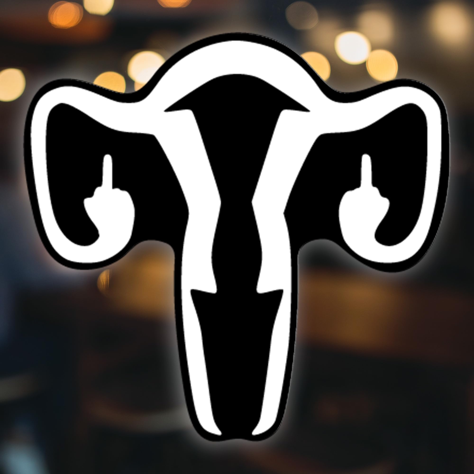 Ovary Flipping The Bird Vinyl Decal Sticker | Cars Trucks Vans SUVs Windows Walls Cups Laptops | White on Black Background | 5.5 x 5.2 Inches | KCD2180