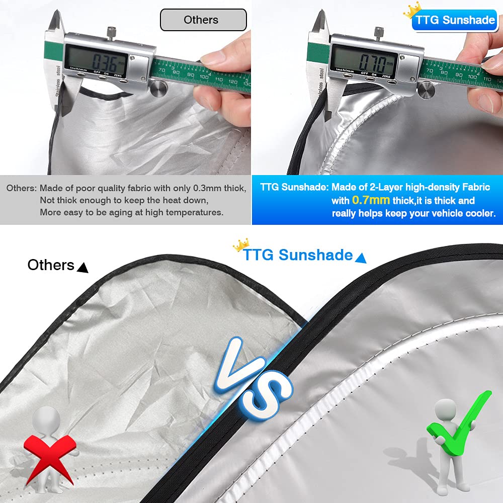 T Tgbros Windshield Sun Shade Custom Fit For 2022-2023 2024 2025 Nissan Frontier Accessories Foldable Sun Shield Reflective Poly