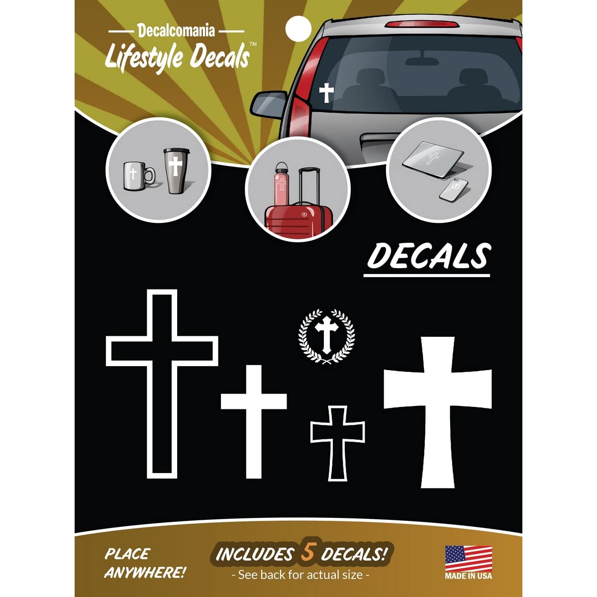 Decalcomania Christian Crosses Decals - Stickers For Car Or Truck Window- Cross Car Sticker And Christian Cross Stickers