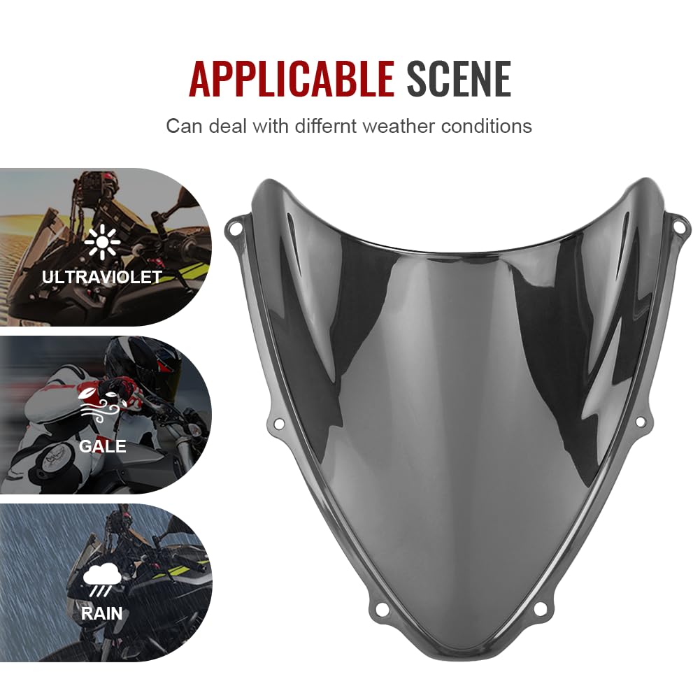 GZYF Smoke Tinted Windscreen Windshield Set for Suzuki GSXR 600 750 2006 2007 06 07 K6 Black