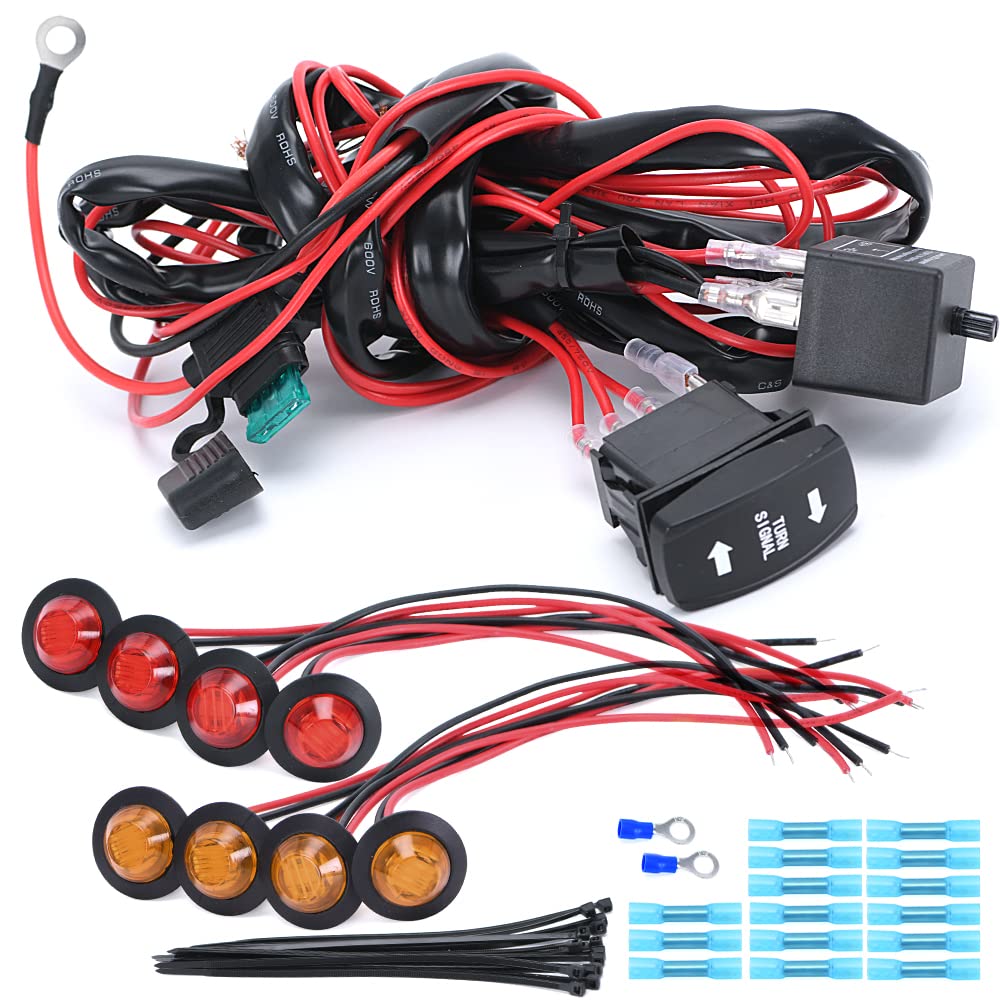 Hypertune Universal Atv/Utv Turn Signal Kit Side By Side Blinker Kit For Polaris Kawasaki Golf Cart Arctic Cat Sxs Atv Utv Street Legal Kit Vertical Pre-Wired Turn Signal Assembly Green