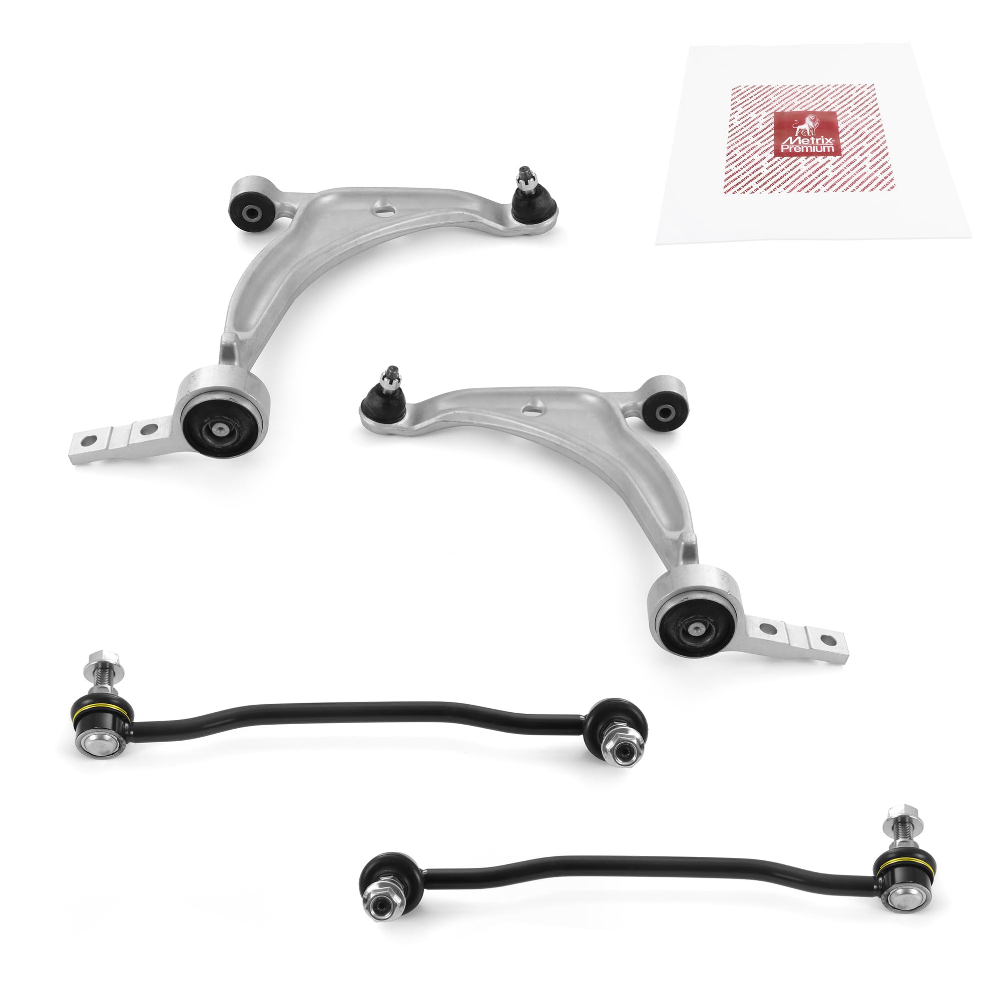 Metrix Premium Chassis Parts - 4 Pc Front Lower Control Arm & Front Sway Bar Stabilizer End Link Kit Fits 04-08 Nissan Maxima, 0