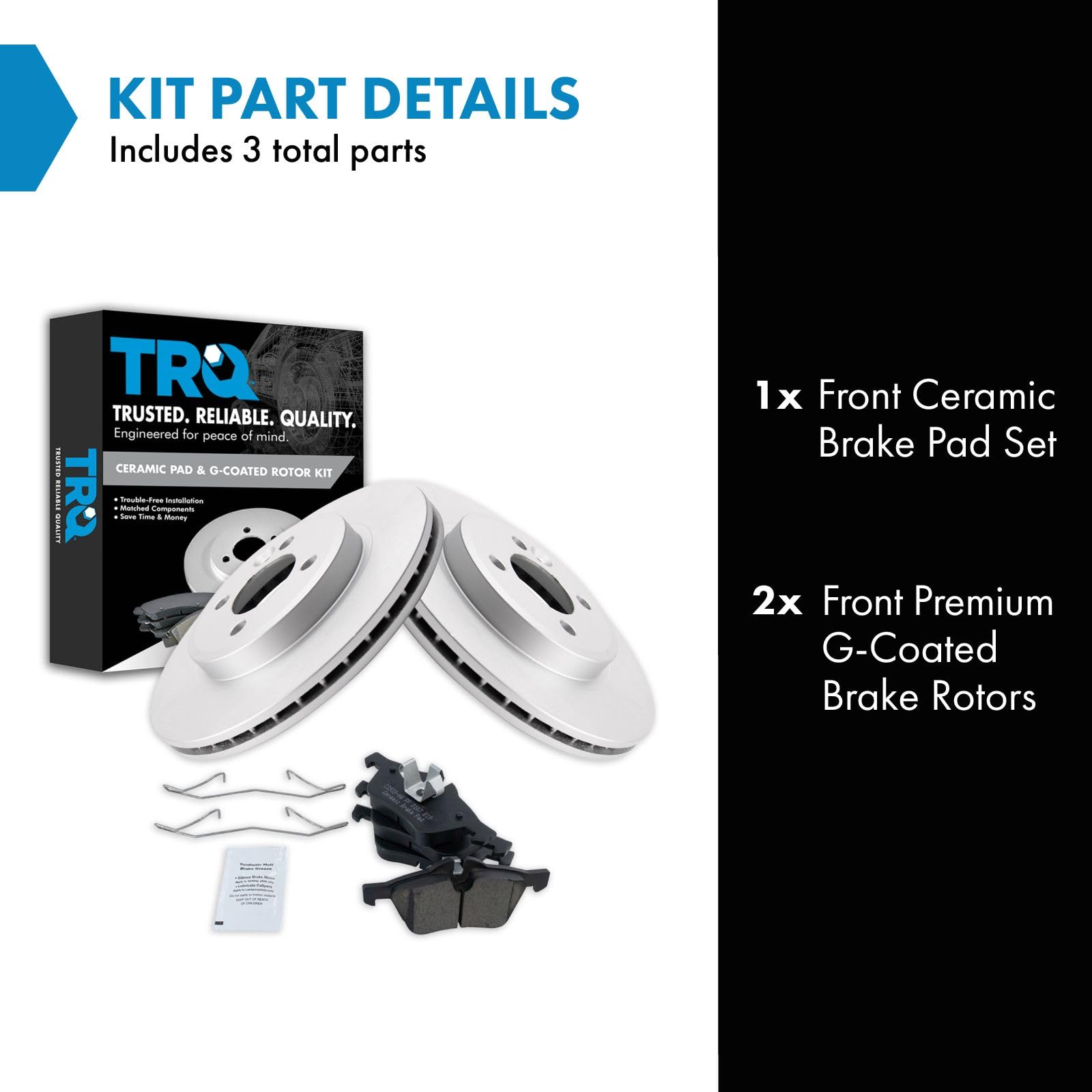 Trq Front Brake Pad & Rotor Kit Brake Pads Brake Rotor Ceramic Premium G-Coated Compatible With 2002-2006 Mini Cooper