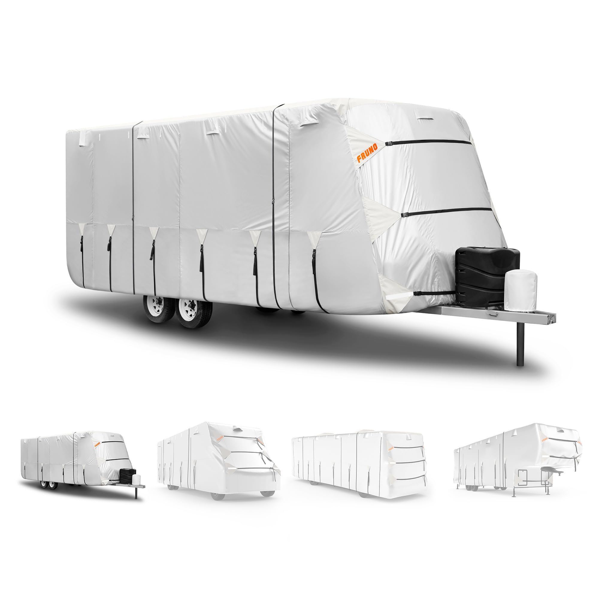Fruno Oxford Fabric Travel Trailer Cover Rv Cover 33'-35' Waterproof Rip-Resistant Anti-Uv Camper Cover For Winter Snow With Jac