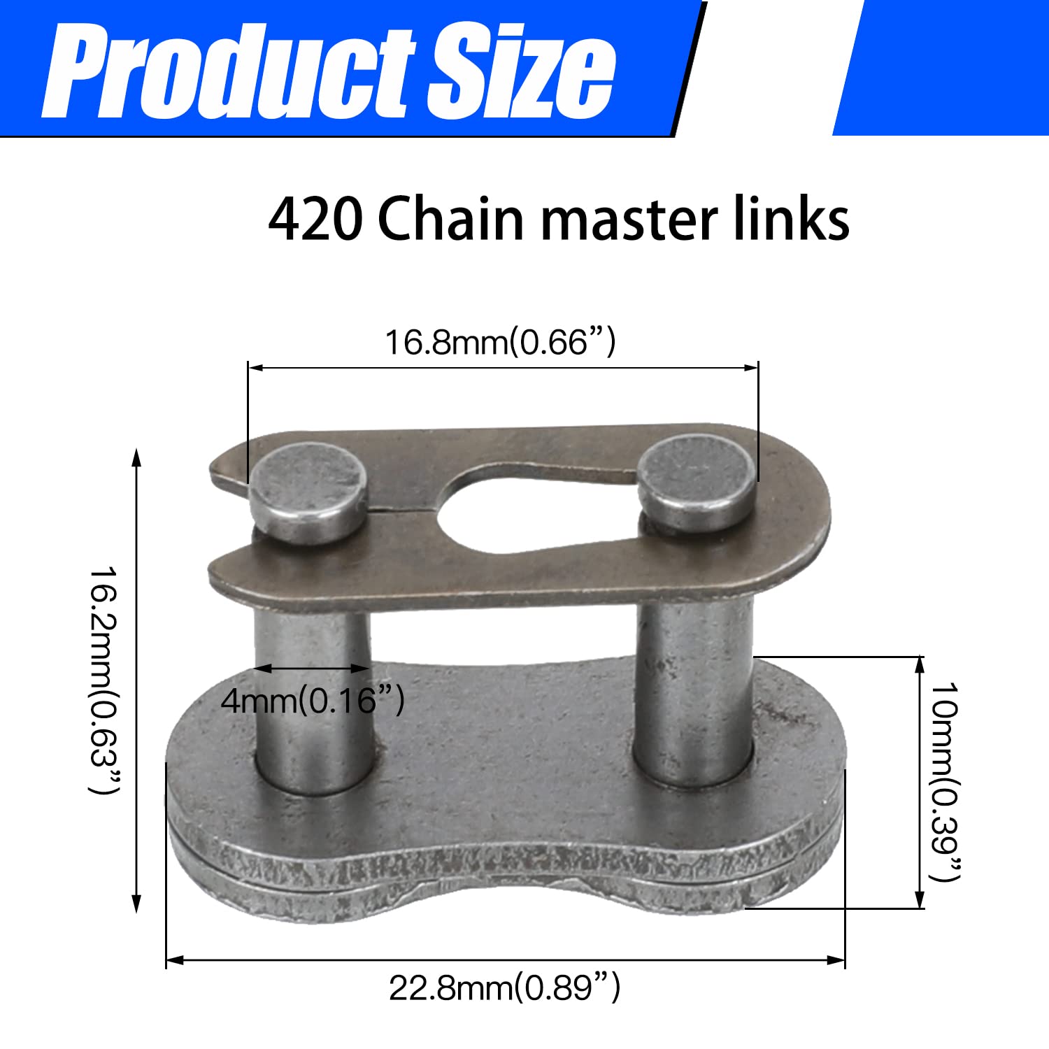 YOXUFA 420 Chain Master Link Connector Link for Coleman Mini Bike CT200U CT200U-EX BT200X Baja Warrior Massimo MB200 XR CRF50 SS