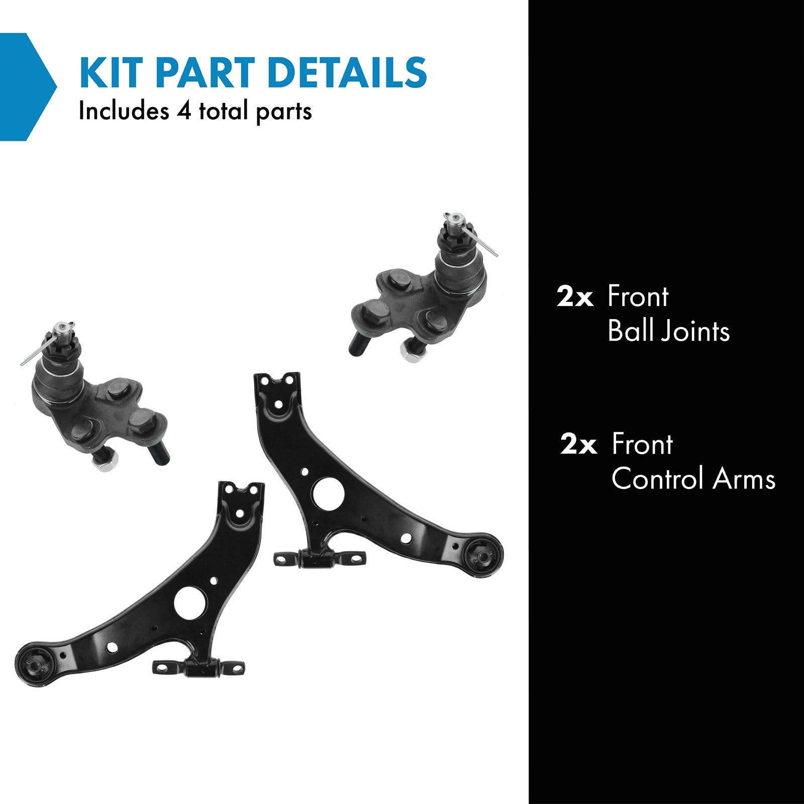 TRQ Front Lower Control Arm with Ball Joint Set Compatible with 2004-2010 Toyota Sienna