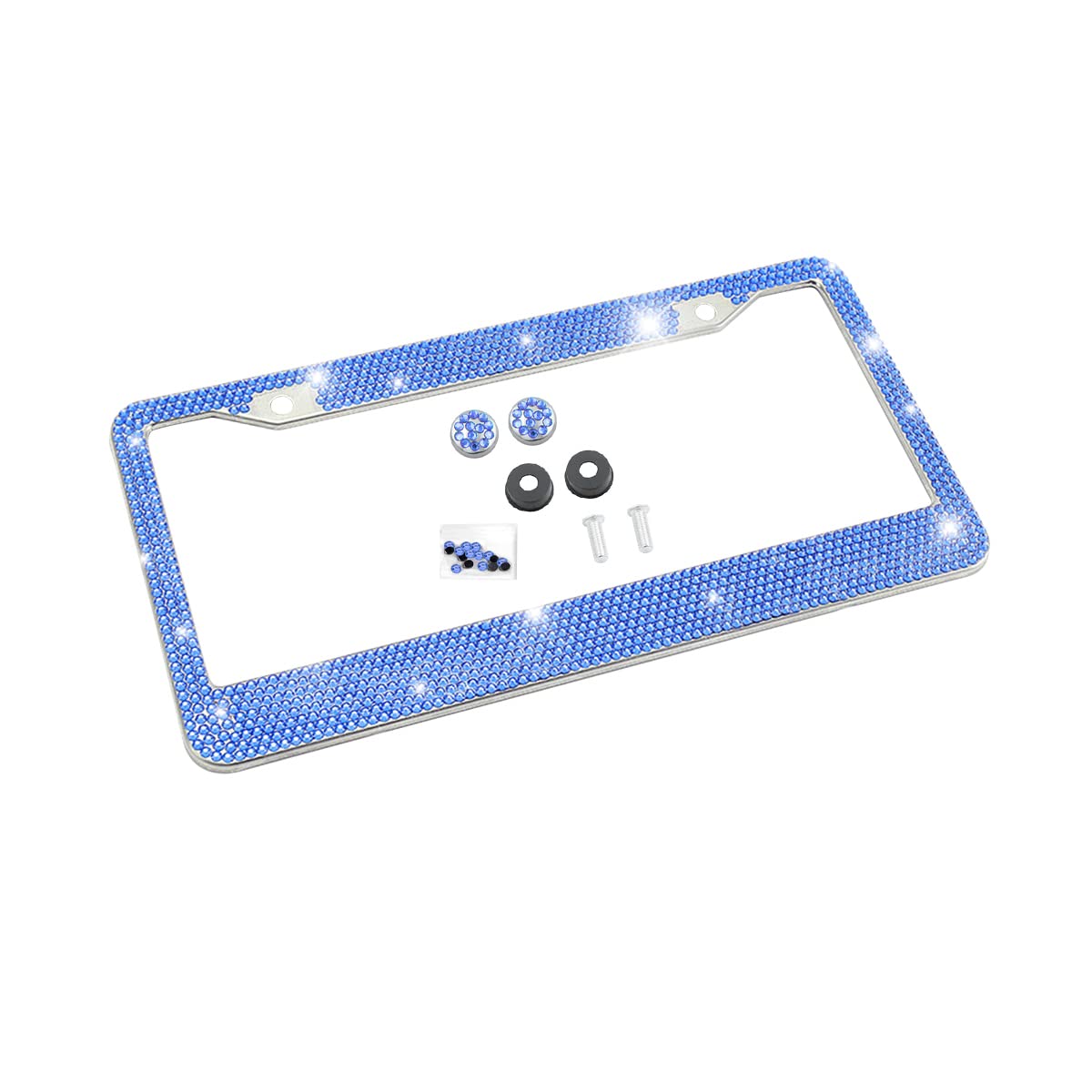 Bling Car License Plate Frame, Sparkly Rhinestone Stainless Steel License Plate Cover/Holder, Universal For Most Cars, Suvs, Veh