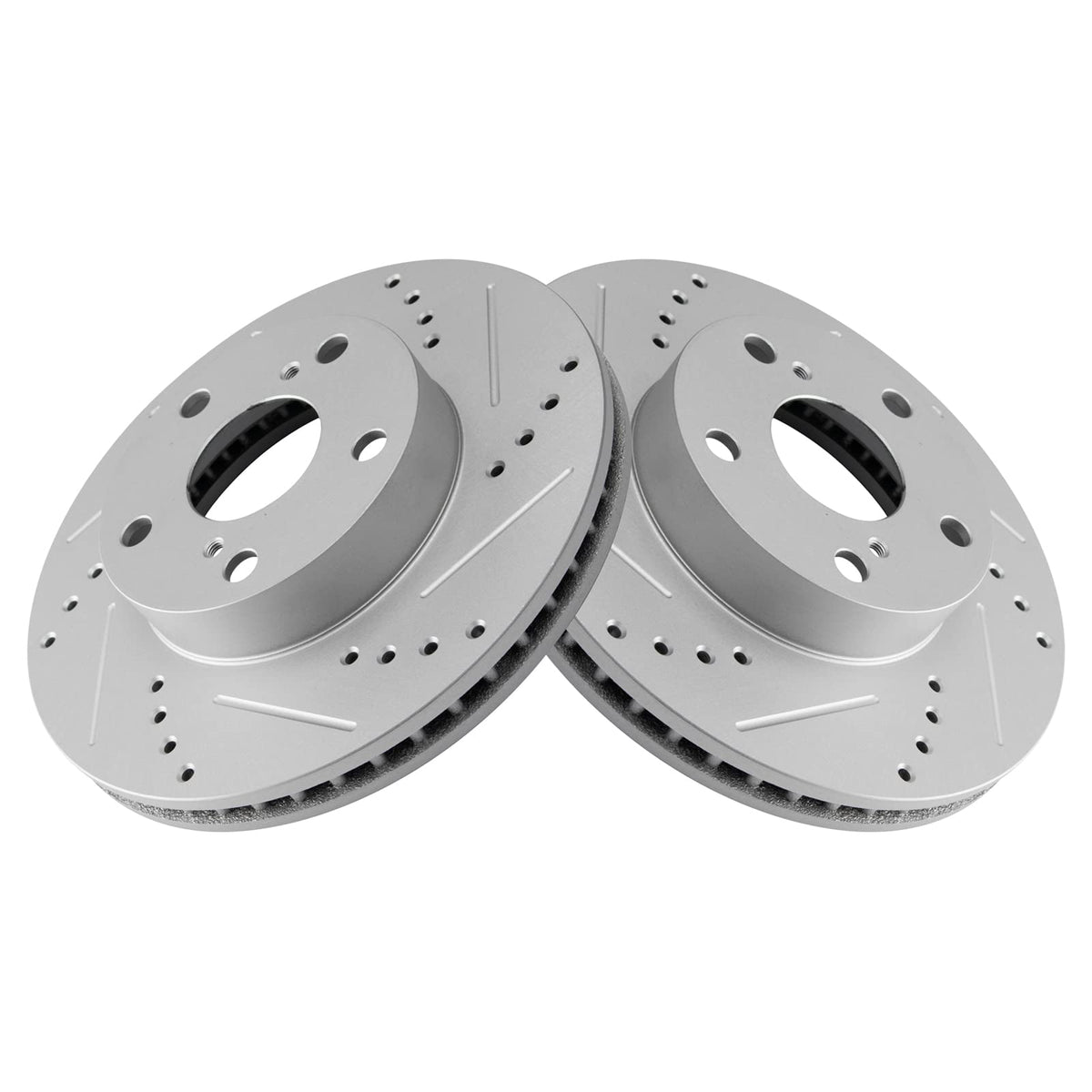 Trq Front Performance Brake Rotors Set Premium G-Coated Cross Drilled & Slotted Compatible With 2005-2015 Toyota Tacoma