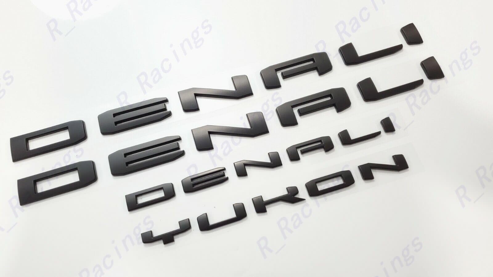 4Pc Set Denali Yukon Emblems Fender Door Rear Tailgate Letters Nameplate 3D Badge Replacement for 2021-2023 Yukon Yukon XL (Matt