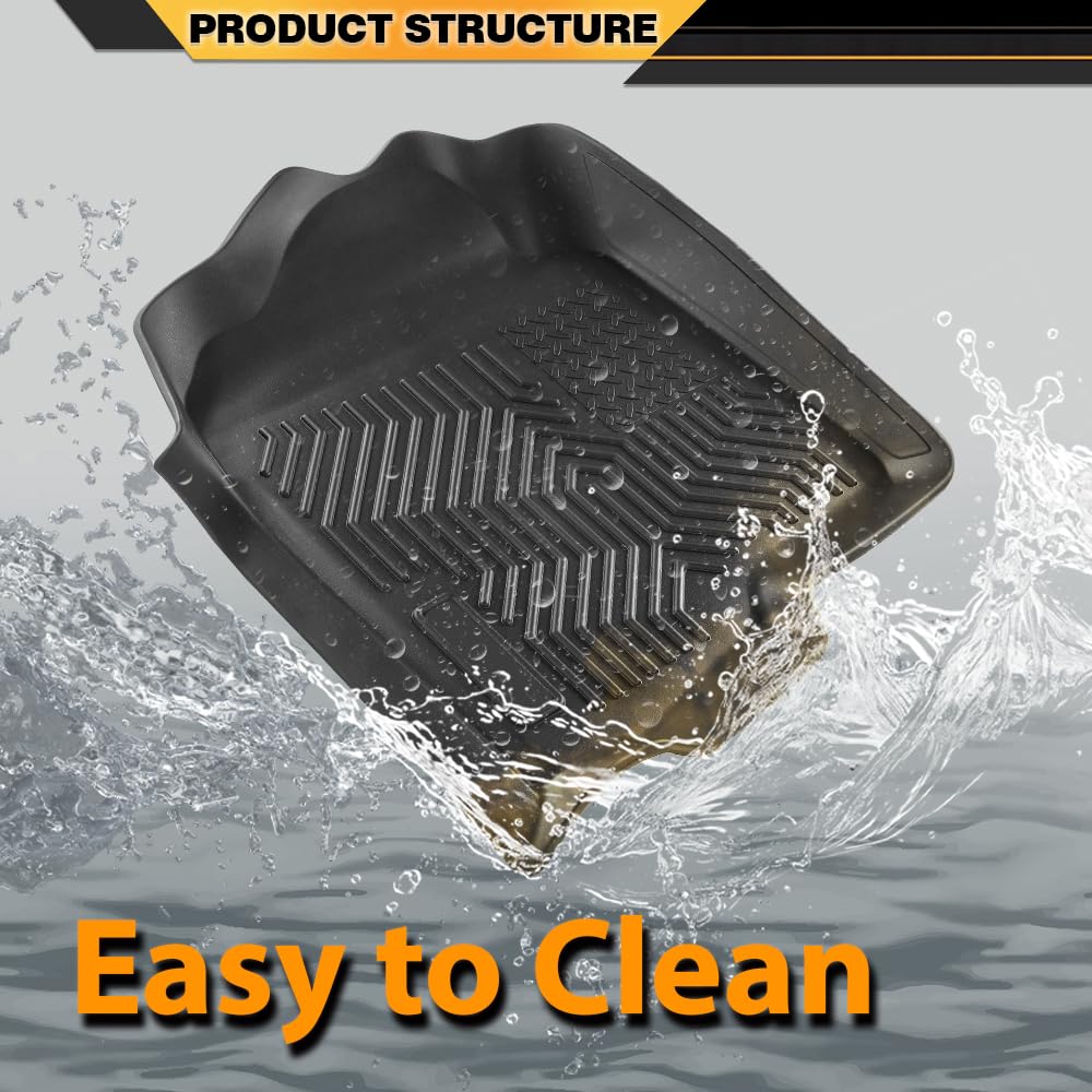 G-PLUS TPE Floor Mats Compatible with Chevy Silverado/GMC Sierra 1500 Crew Cab 1999-2006 3PCS Cargo Liner All Weather Full Cover